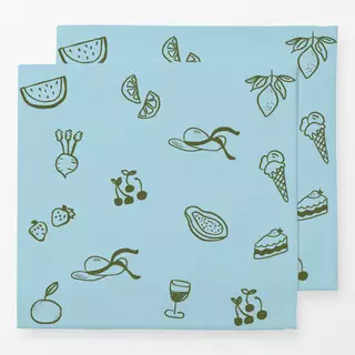 Servietten Fruits Picknick Pattern Blue
