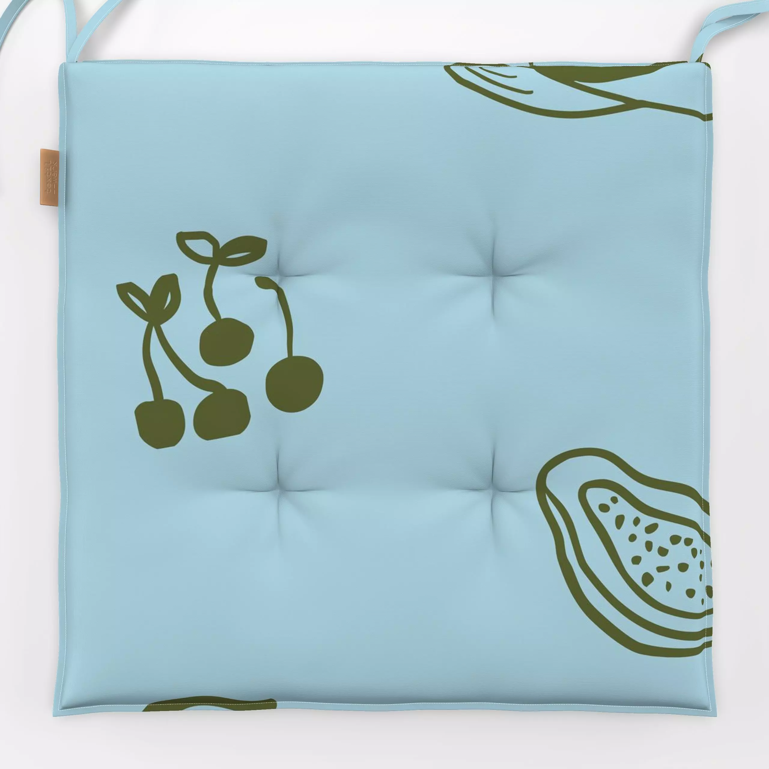 Sitzkissen Fruits Picknick Pattern Blue - Sommer, Symbole & Muster, Küche, Essen & Trinken - von „textilwerk"; Muster, Illus...