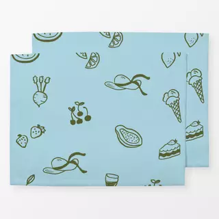 Tischset Fruits Picknick Pattern Blue