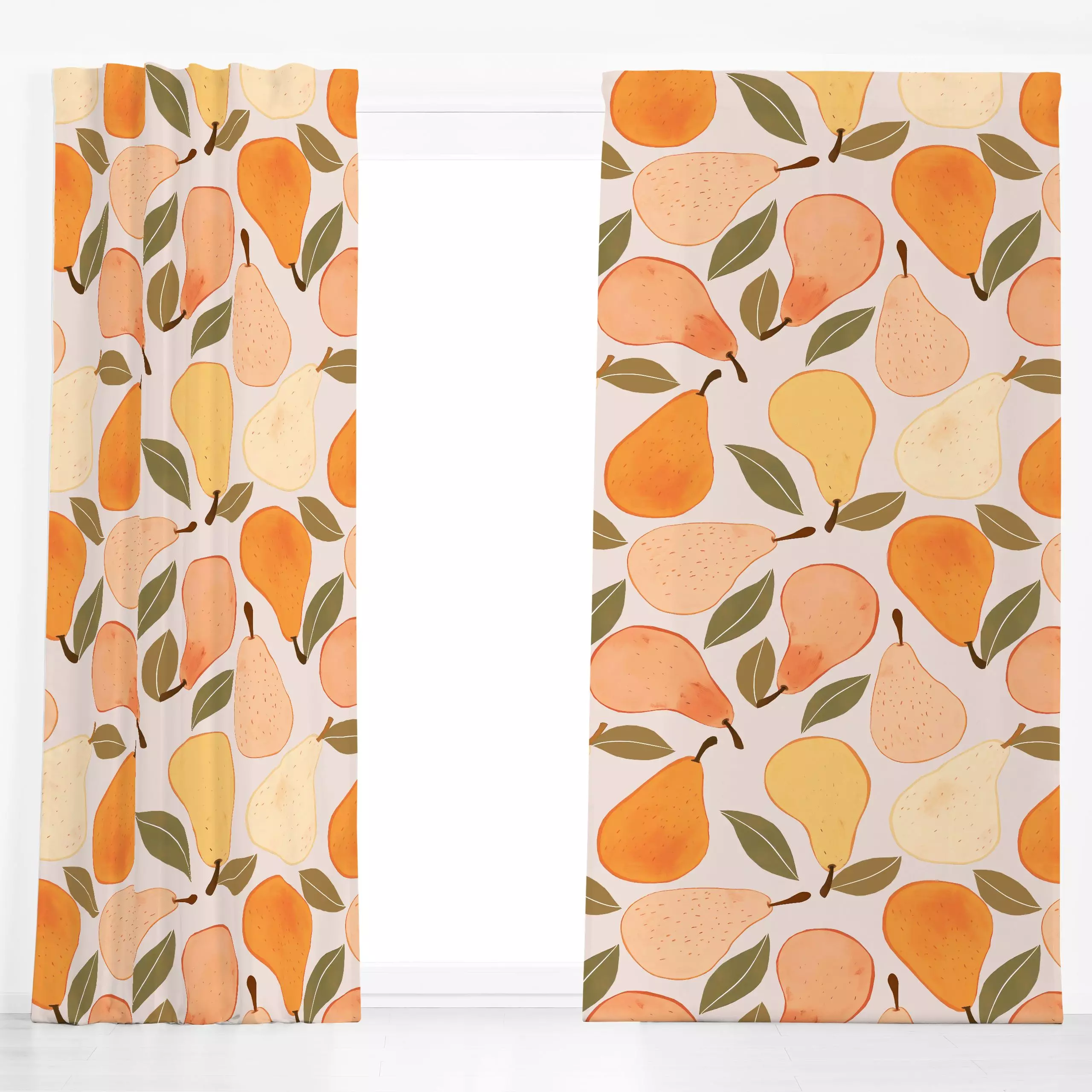 Dekovorhang Birnenkompott 1 beige - von „Uta Naumann"; boho, Muster, Garten, trend, Birnen, minimalistisch