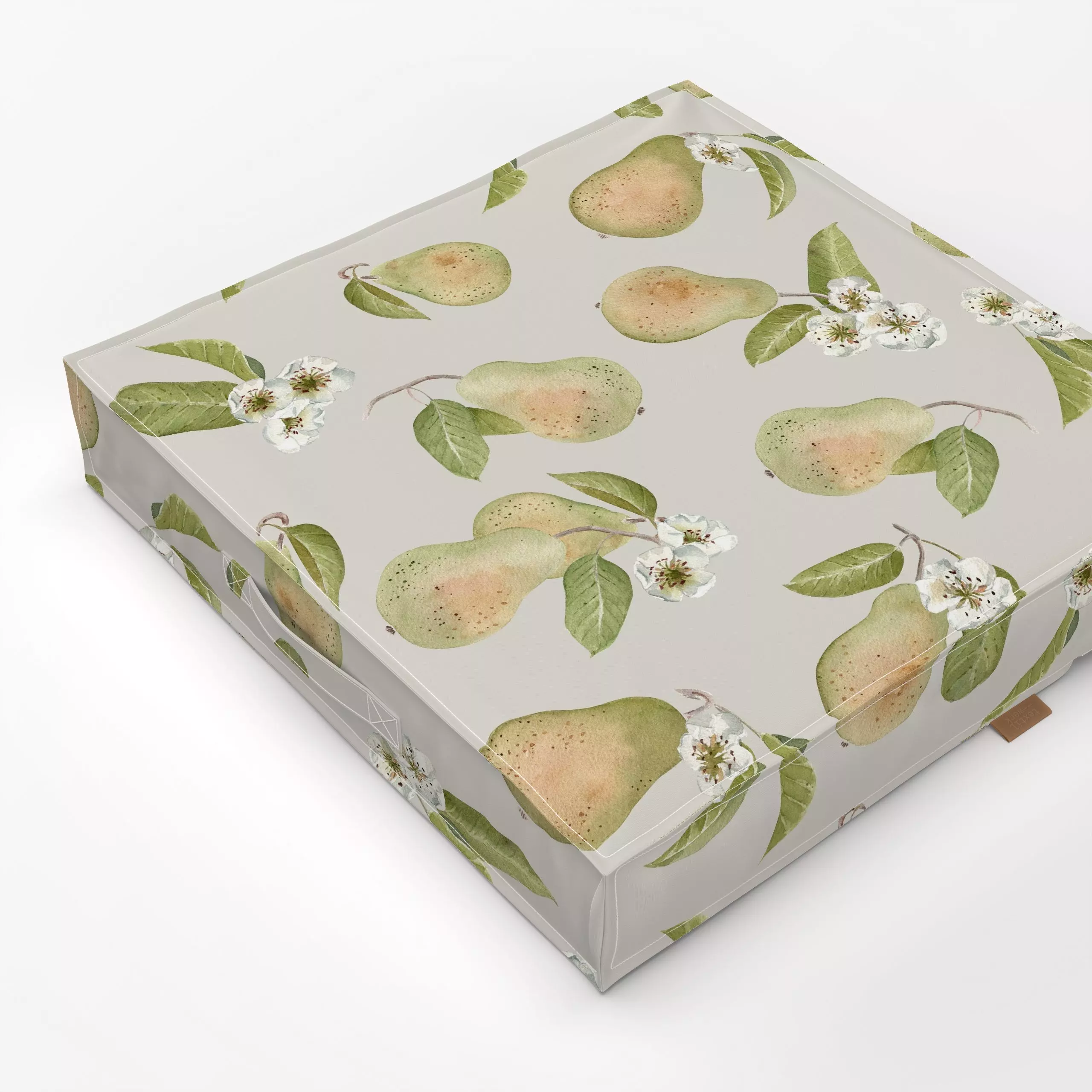 Bodenkissen Birnen Blüte kühl beige - von „Katrin Graff"; Frucht, Obst, Birne, Ernte, herbstlich, cottage, Landleben, Ernted...