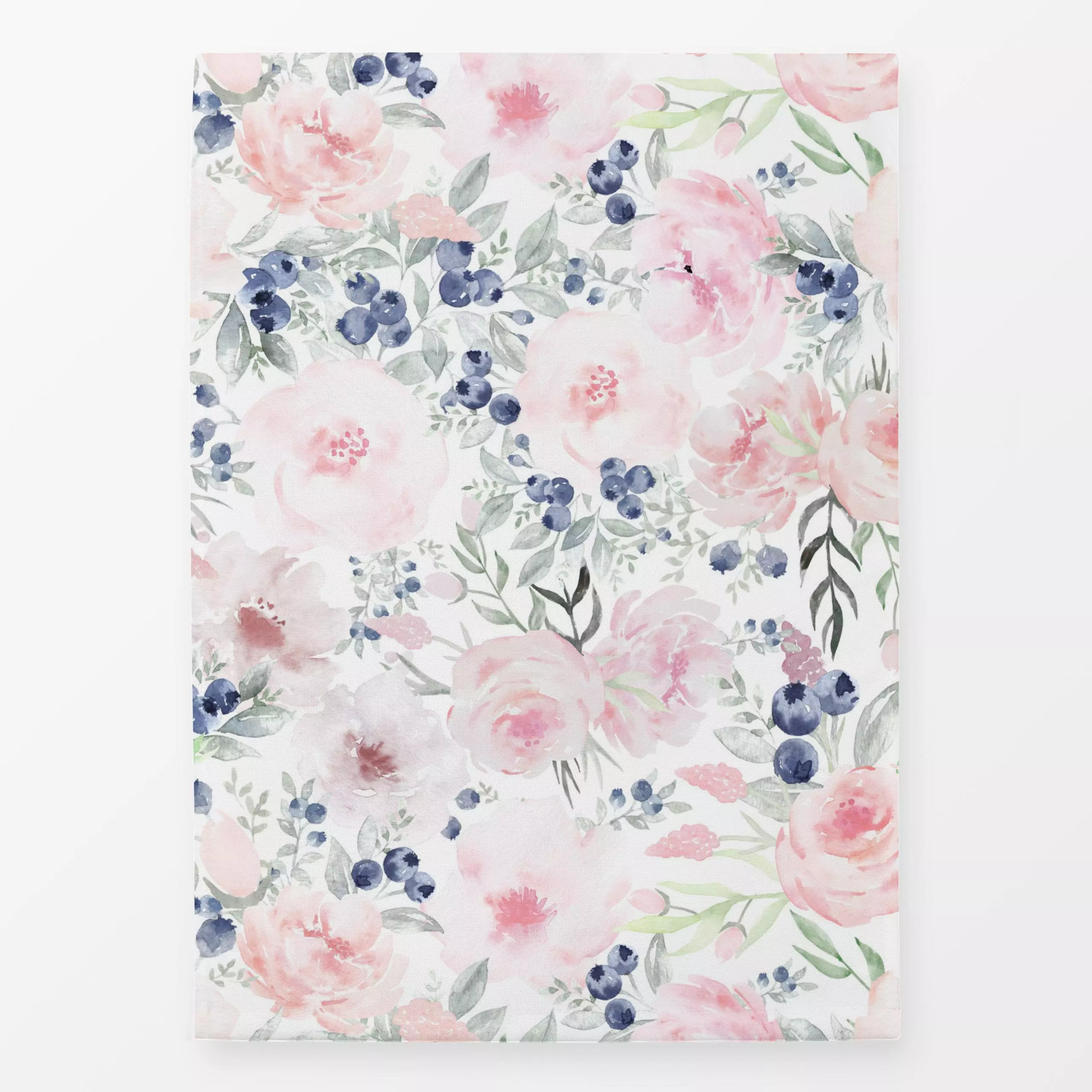 Geschirrtücher Blaubeeren und Rosen - Blumen & Florales - von „Uta Naumann"; boho, Wasserfarben, skandinavisch, Blumen, Rose...