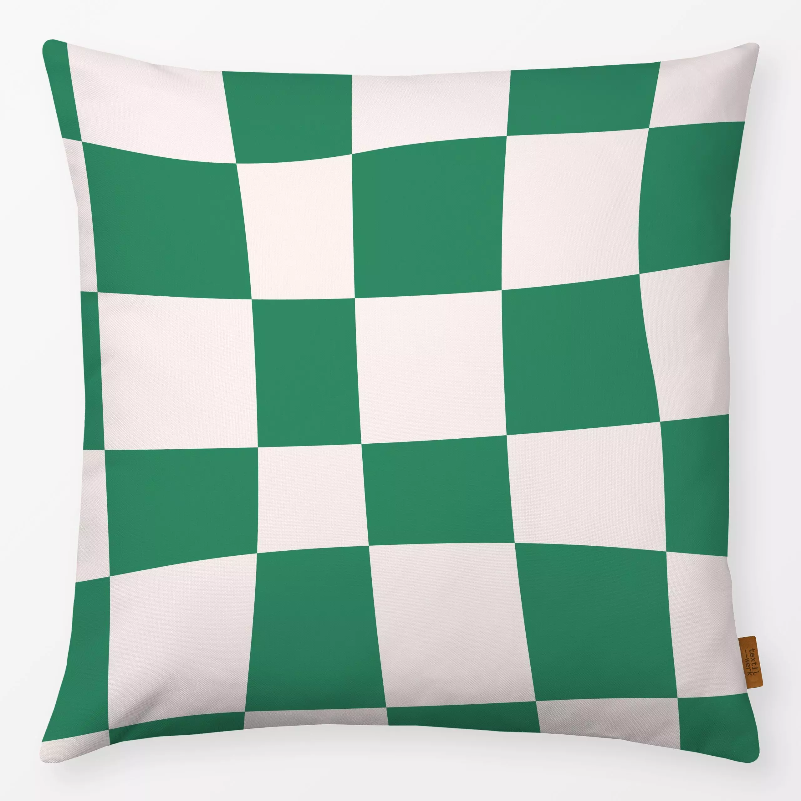 Kissen Crazy Chessboard Green - Symbole & Muster, Retro & Vintage - von „Jana Moßmann"; kariert, Schachbrett, Schachbrettmus...