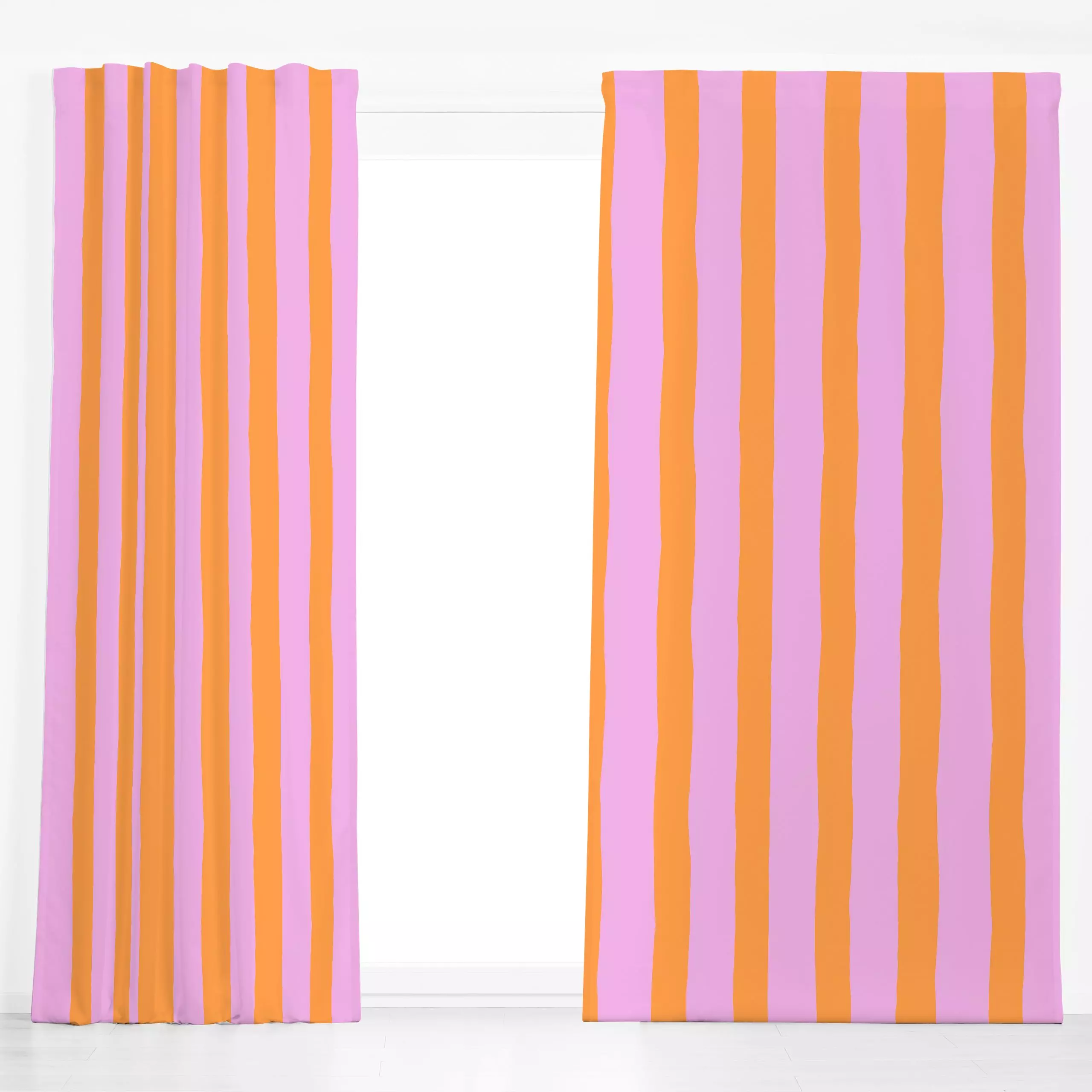 Dekovorhang Markise rosa orange - Sommer, Symbole & Muster - von „Julia Schumacher"; Streifen, pink, Beach, fun, colorful, g...