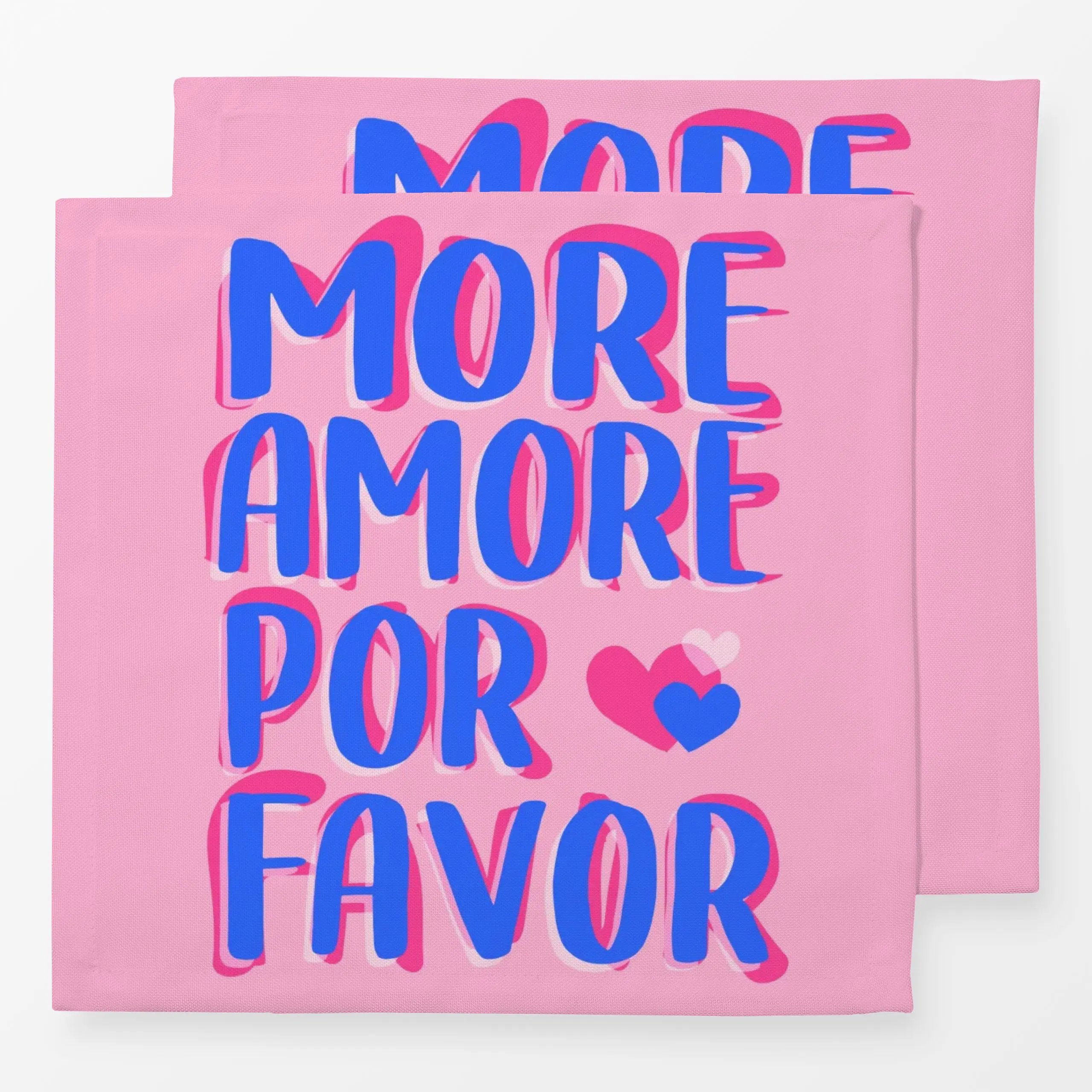 Servietten More-Amore-por-Favor-pink-blau - Liebe, Romantik & Pride, Sprüche & Schriftzüge, Symbole & Muster - von „Malou St...