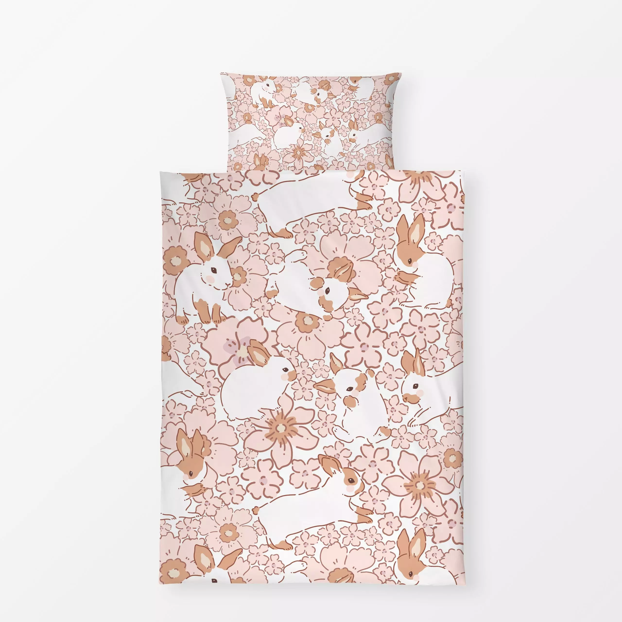 Bettwäsche Osterhasen Rosa Blumenwiese - Frühling, Tiere - von „Uta Naumann"; Natur, Kinder, Blumen, Hase, floral, Ostern, O...