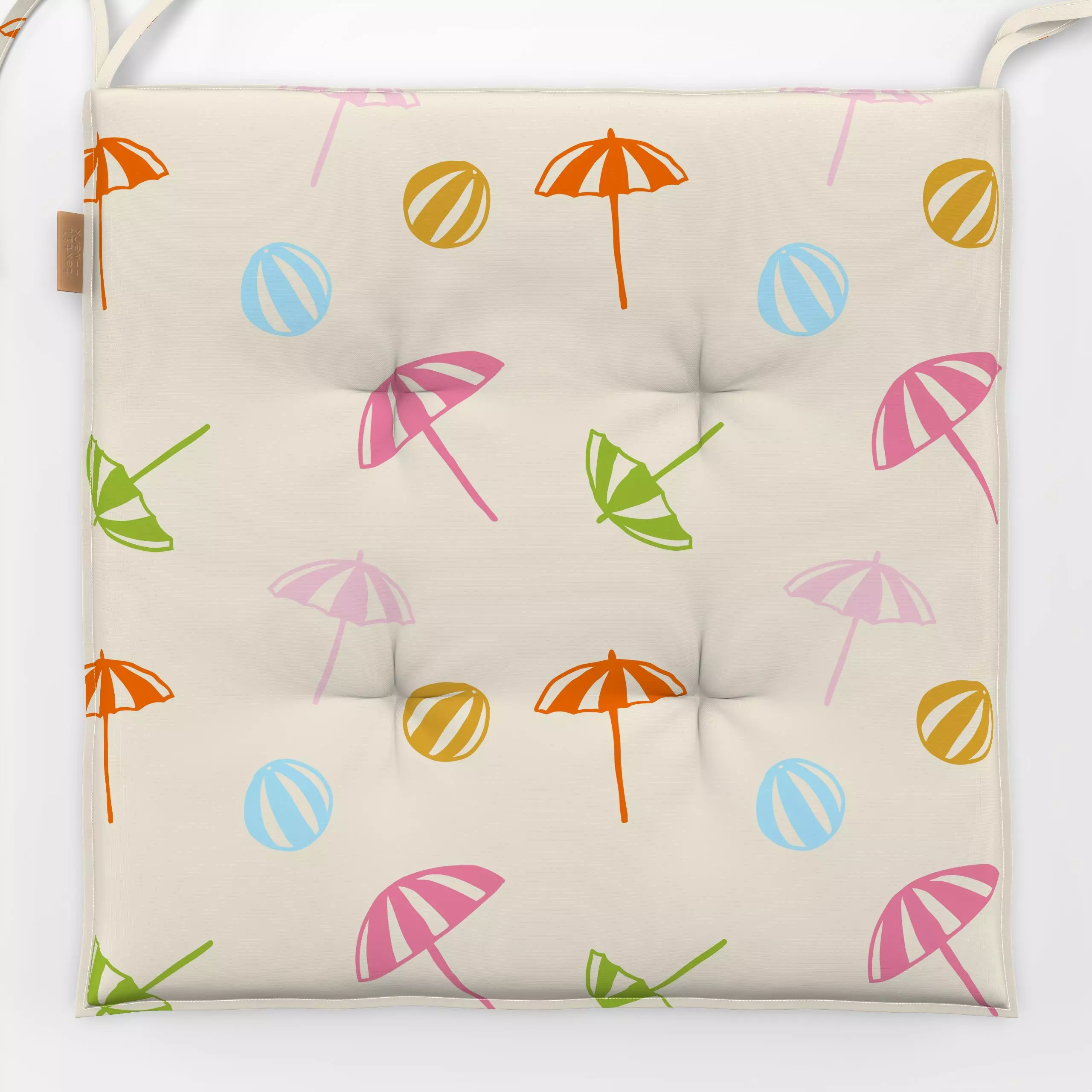 Sitzkissen Sonnenschirme 3 - Sommer - von „Studio Memb"; Muster, abstrakt, Strand, Sonne, Sonnenschirm