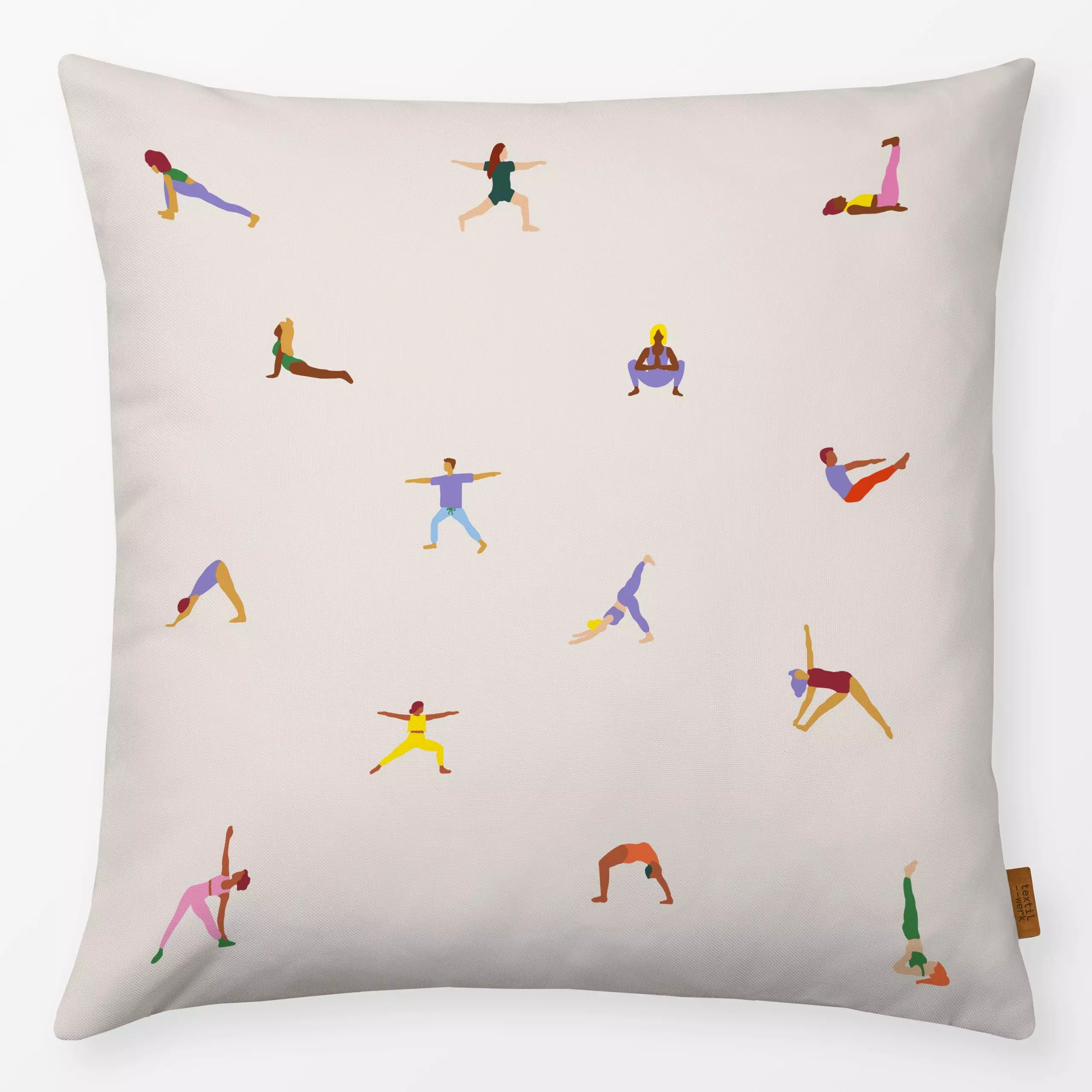 Kissen Yoga Muster 1 - Sport - von „textilwerk"; Illustration, Yoga, beige, Sport, geschenkidee, minimalistisch, schlicht, t...