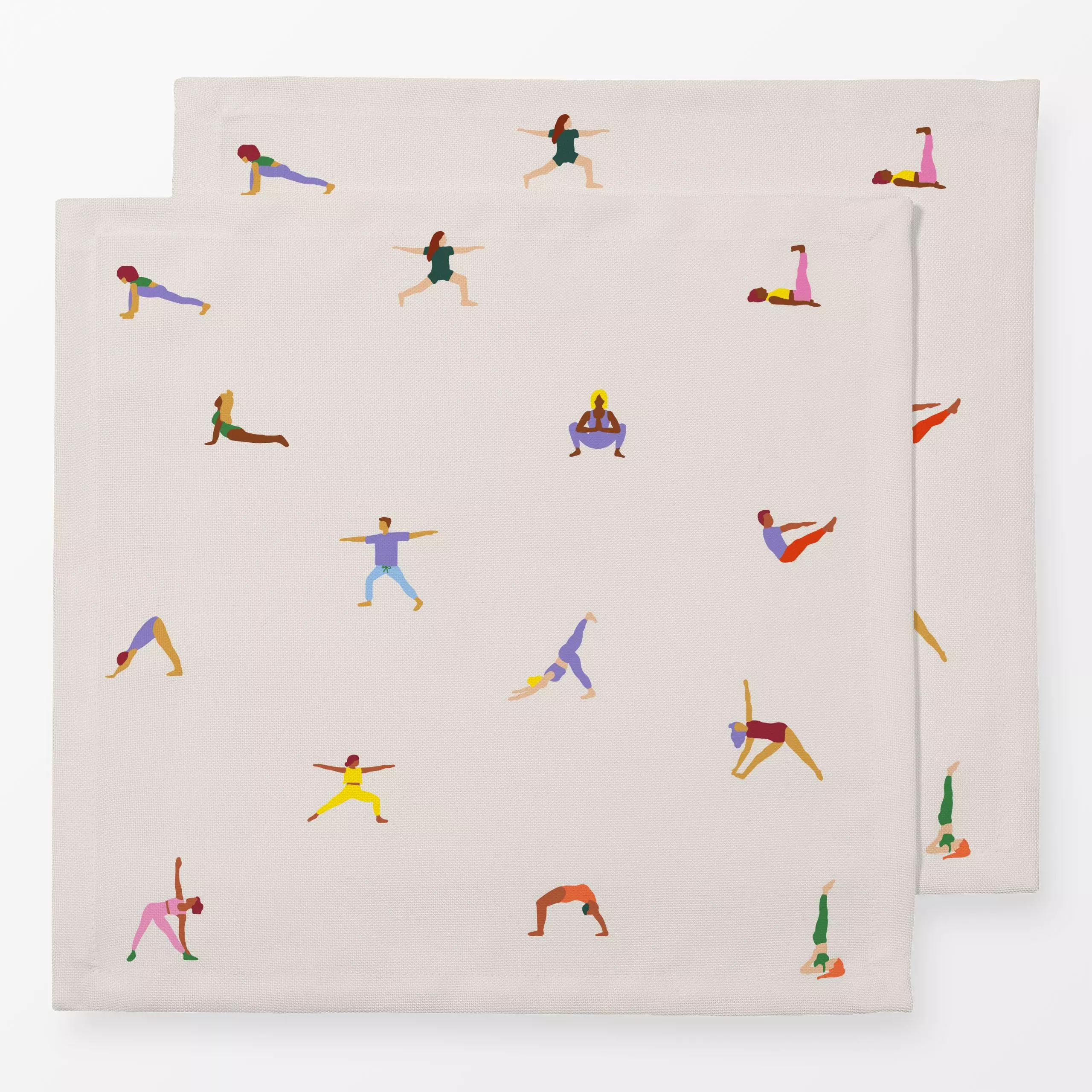 Servietten Yoga Muster 1 - Sport - von „textilwerk"; Illustration, Yoga, beige, Sport, geschenkidee, minimalistisch, schlich...