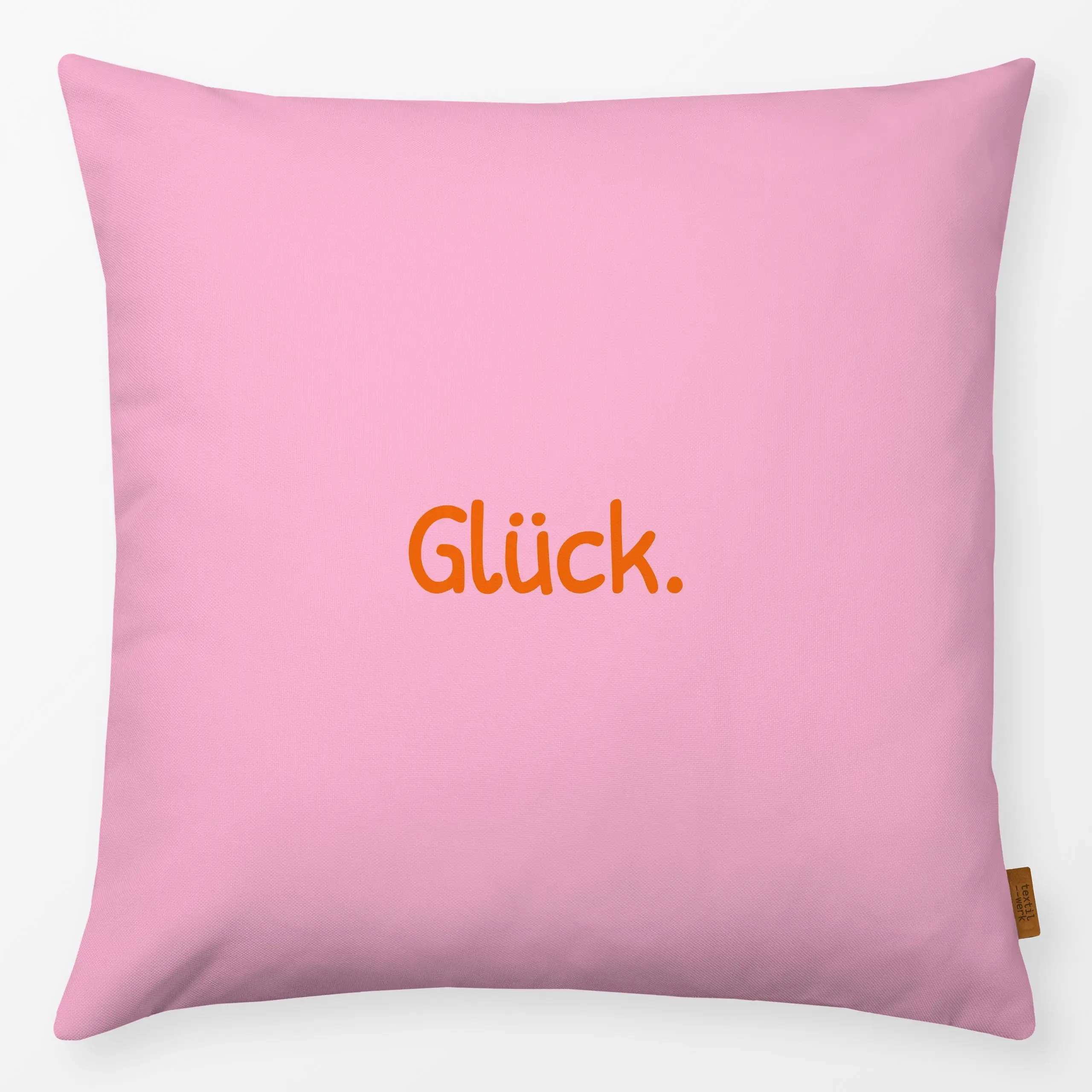 Kissen Glück pink - Liebe, Romantik & Pride, Sprüche & Schriftzüge, Anlässe - von „Karen Menzenbach"; minimal, Liebe, pink, ...
