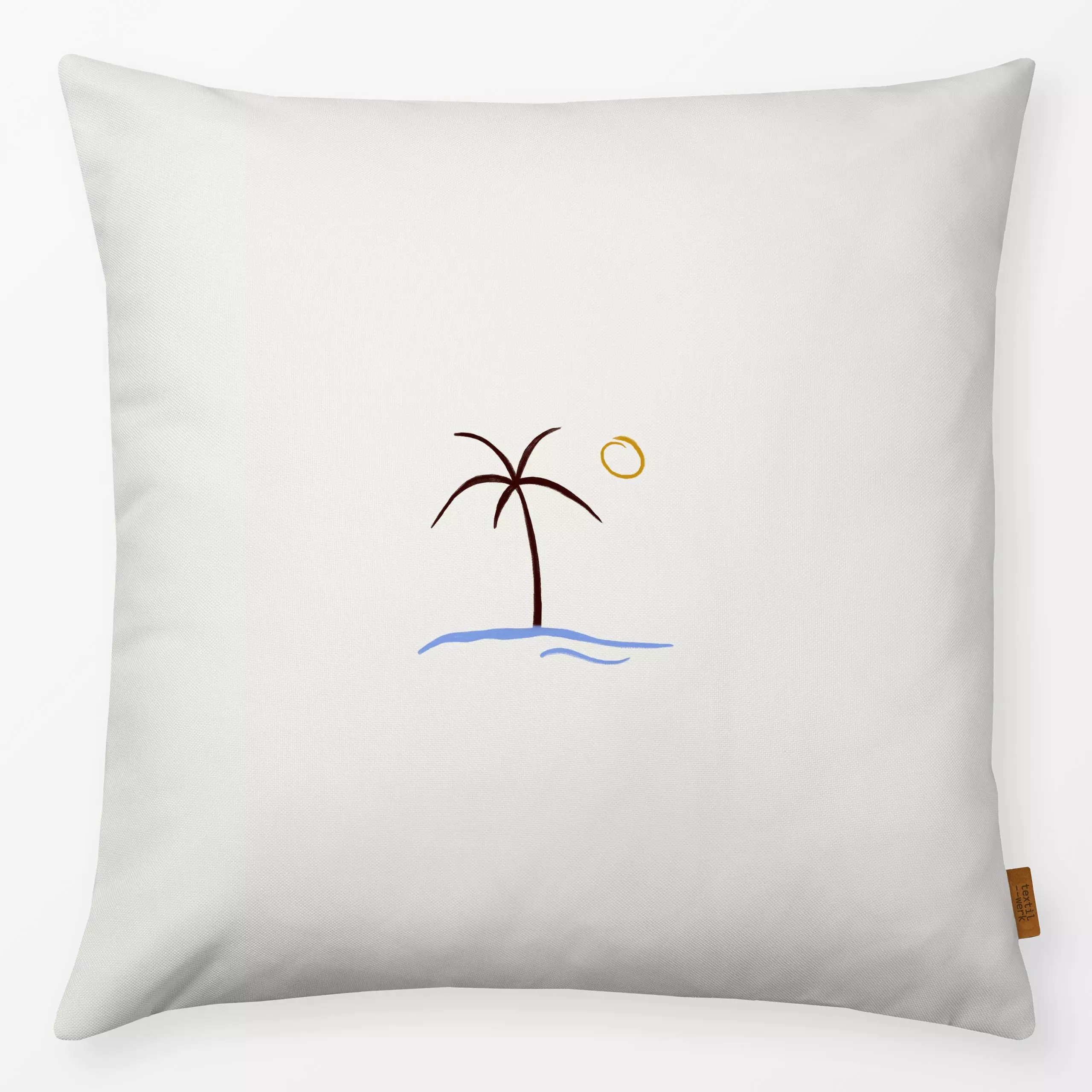 Kissen Strand klein - Natur & Landschaft, Sommer - von „Sophie Augustin Illustration"; Meer, Strand, Sonne, Sommer, mediterr...