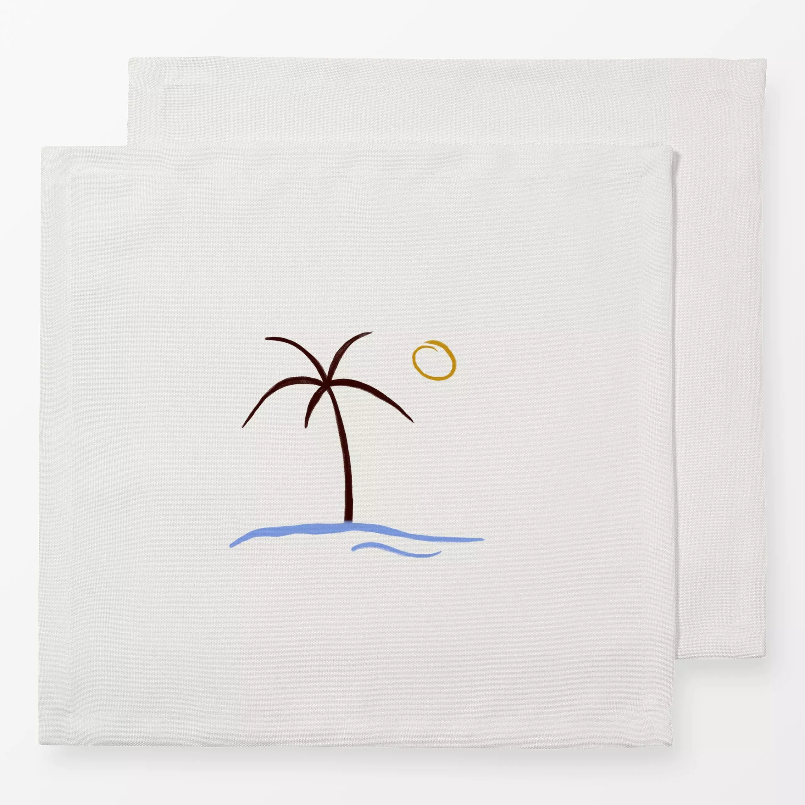 Servietten Strand klein - Natur & Landschaft, Sommer - von „Sophie Augustin Illustration"; Meer, Strand, Sonne, Sommer, medi...