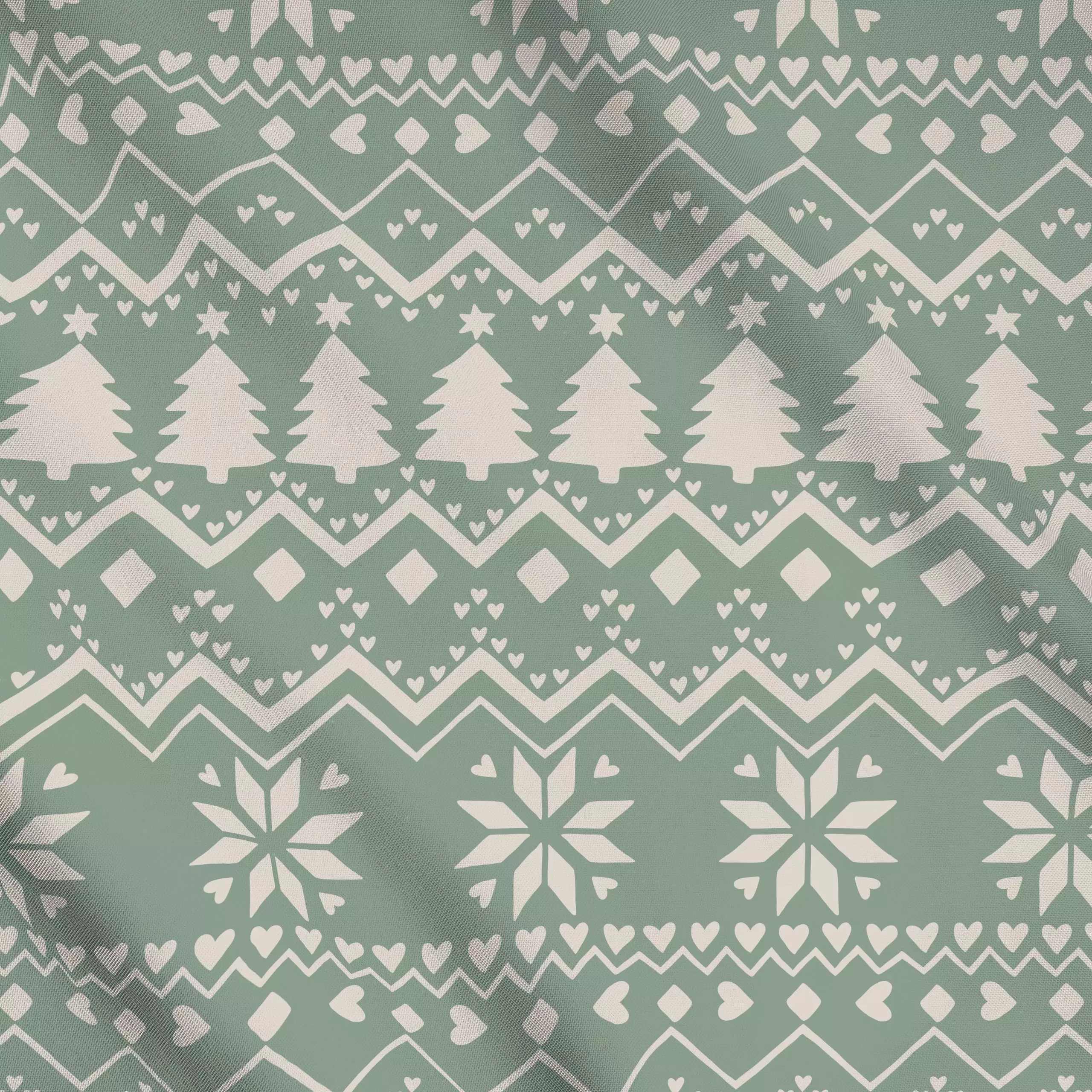 Meterware Weihnachtsmuster grün - Weihnachten - von „Studio Kesse"; Muster, Hygge, Weihnachten, Scandi, Nordic, winterdeko, ...