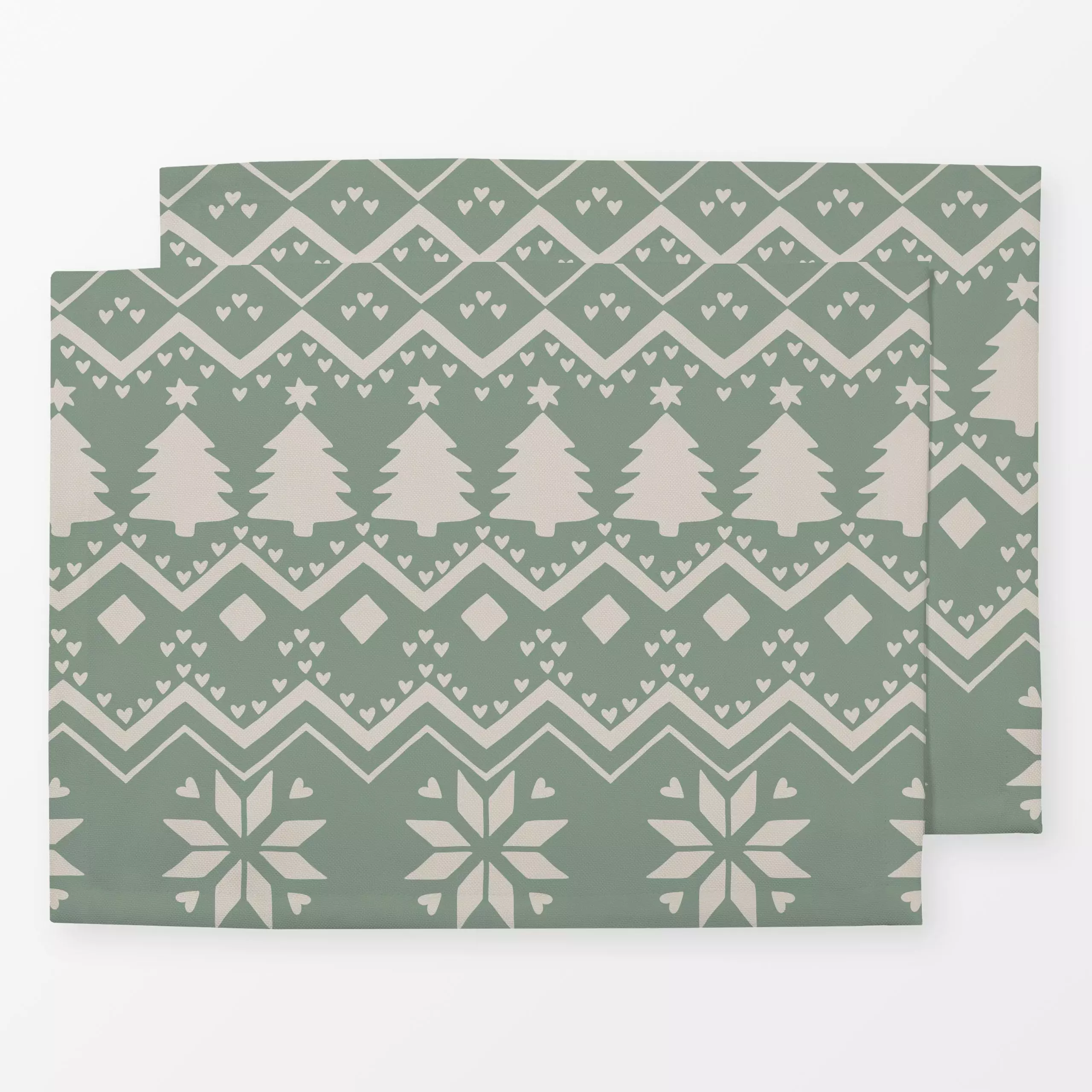 Tischset Weihnachtsmuster grün - Weihnachten - von „Studio Kesse"; Muster, Hygge, Weihnachten, Scandi, Nordic, winterdeko, W...