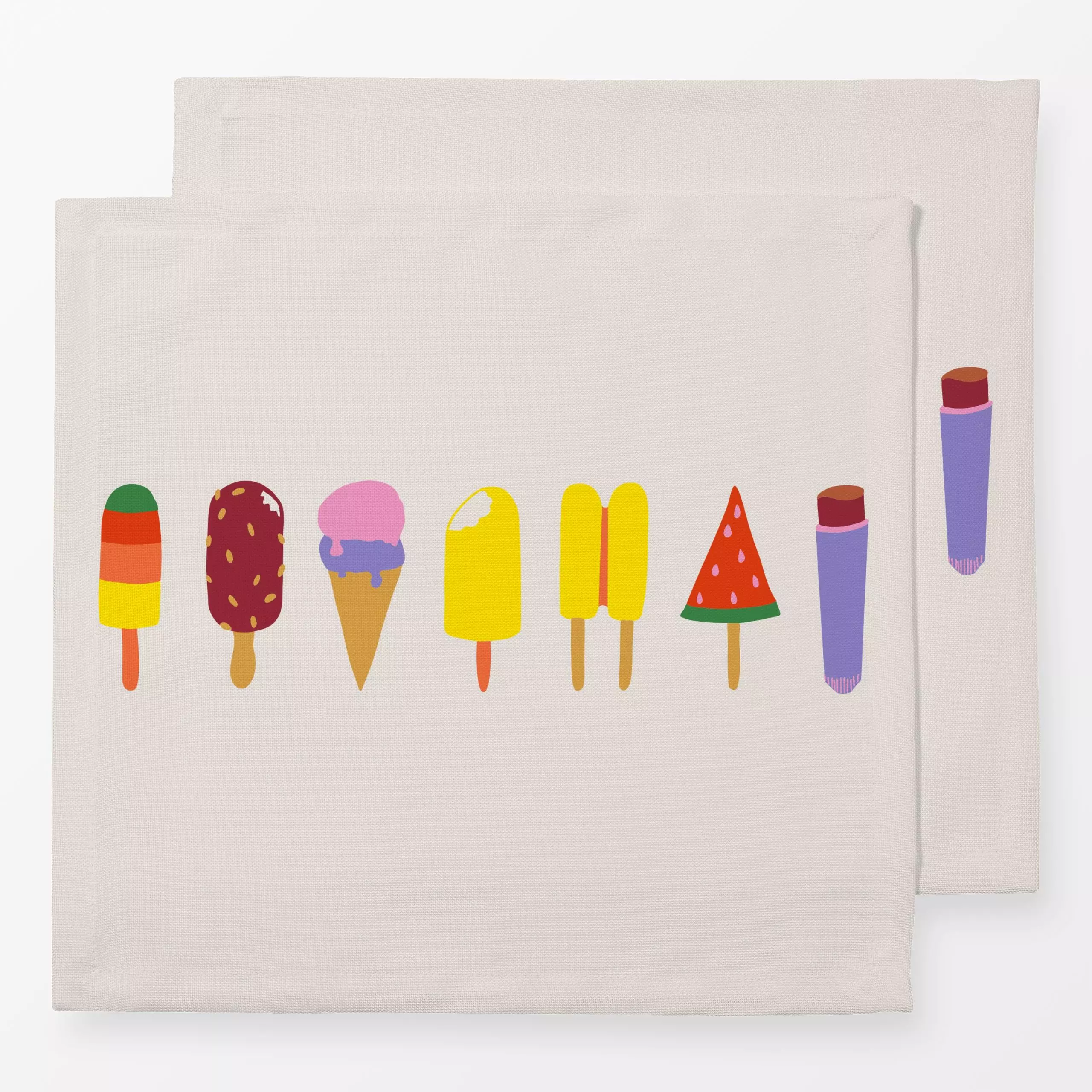 Servietten Eis - Sommer, Küche, Essen & Trinken - von „textilwerk“; Illustration, skandinavisch, beige, Sommer, bunt, minima...