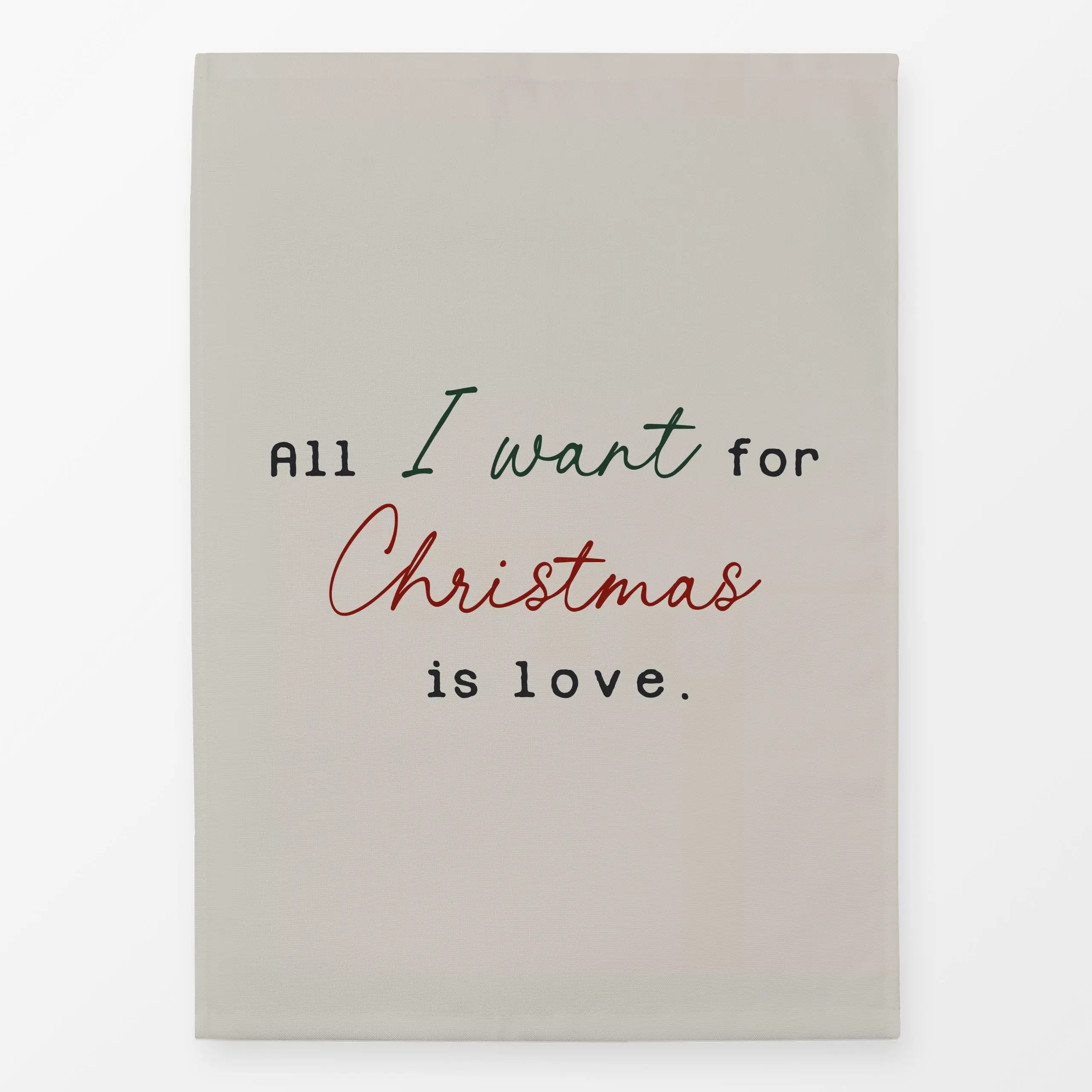 Geschirrtücher All I want for Christmas beige - Weihnachten, Winter - von „Katrin Graff"; Love, Scandi, landhaus, Weihnachts...