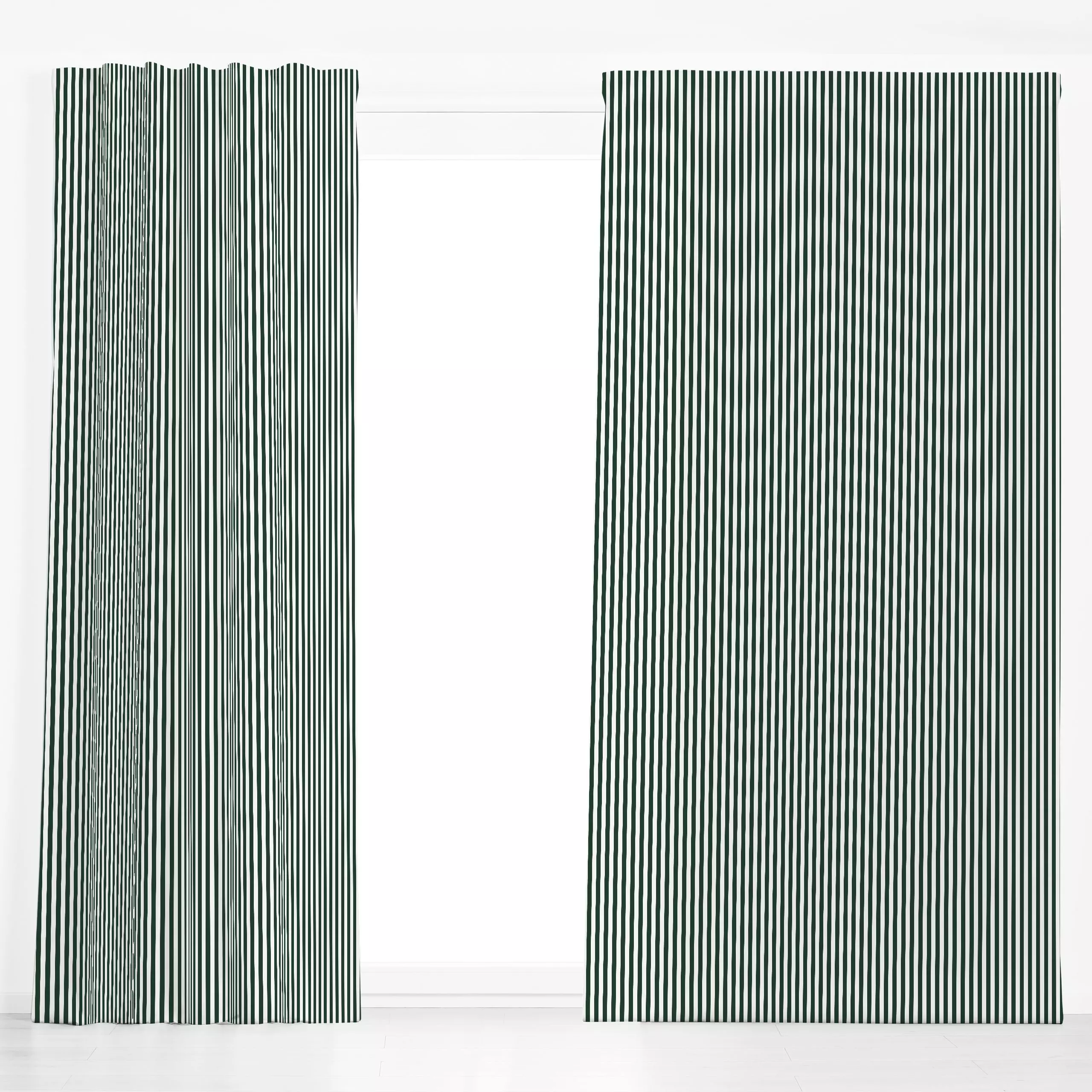 Dekovorhang Schmale Streifen tannengrün - Weihnachten, Winter, Symbole & Muster - von „Katrin Graff"; minimal, Streifen, kla...