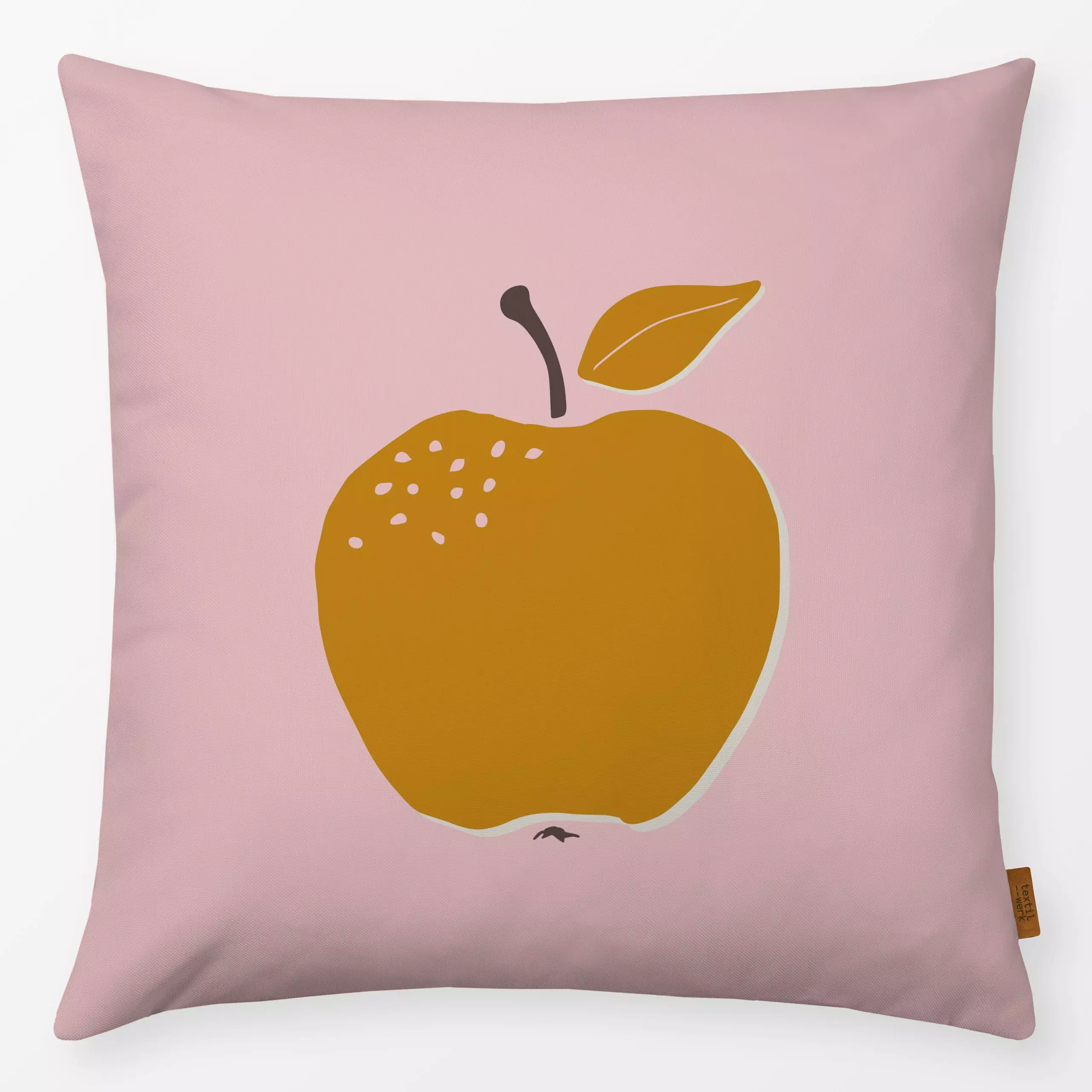 Kissen Herbstliebe Apfel rosa - Herbst - von „Carolin Vonhoff"; Obst, Zeichnung, altrosa, Granatapfel, Früchte, niedlich, He...