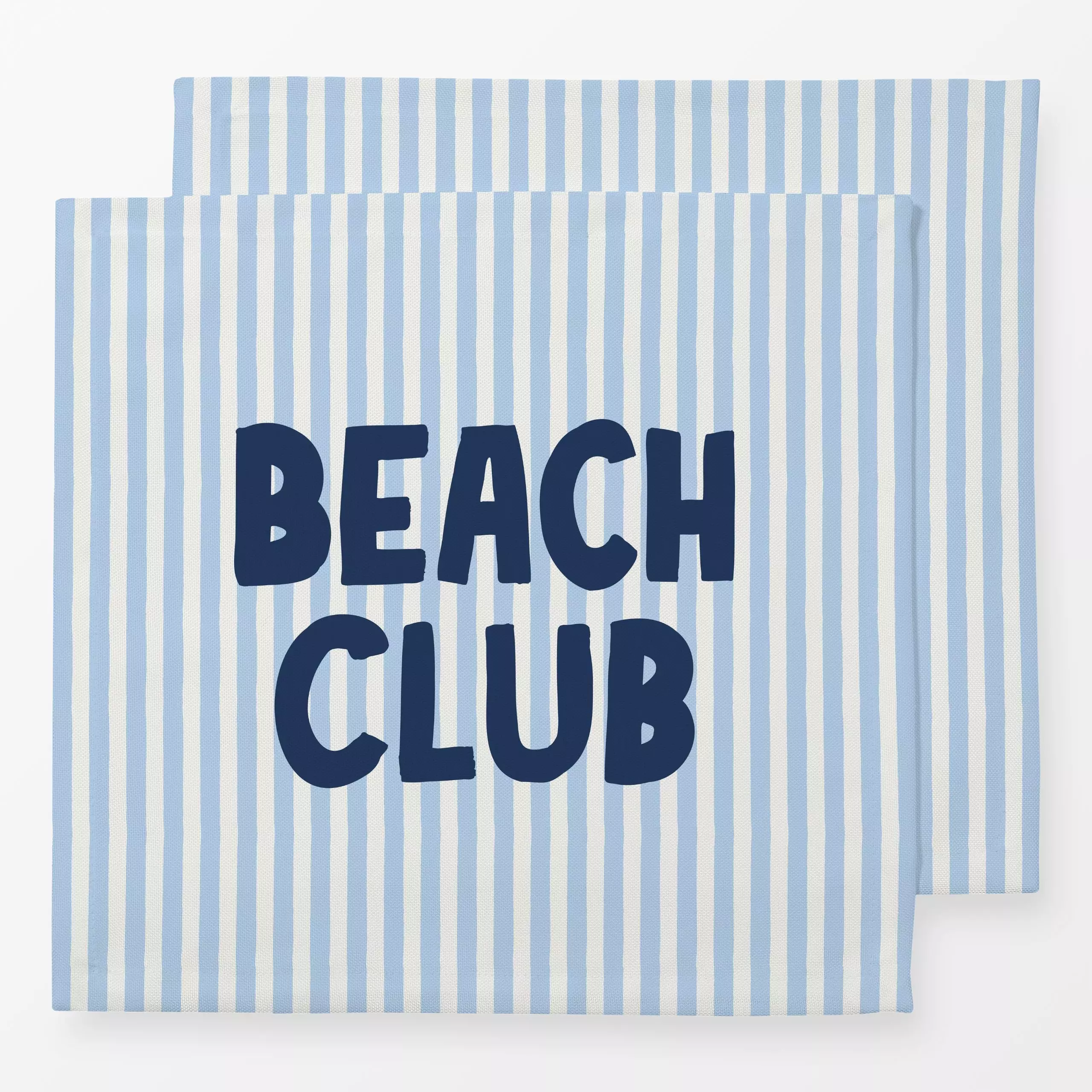 Servietten Beach Club gestreift blau - Sommer, Sprüche & Schriftzüge, Symbole & Muster - von „Katrin Graff"; Streifen, Stran...