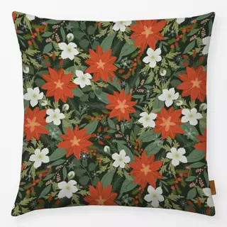 Kissen Weihnachtsblumen Schwarz