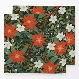 Servietten Weihnachtsblumen Schwarz
