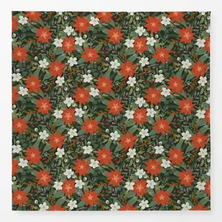 Tischdecke Weihnachtsblumen Schwarz