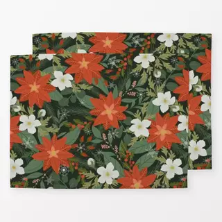 Tischset Weihnachtsblumen Schwarz