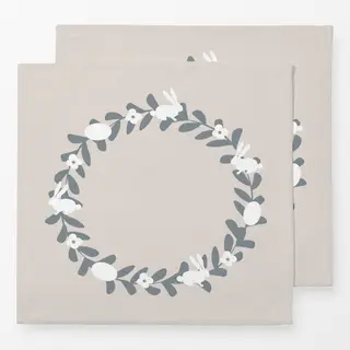 Servietten Osterkranz Hasen Eier Grau