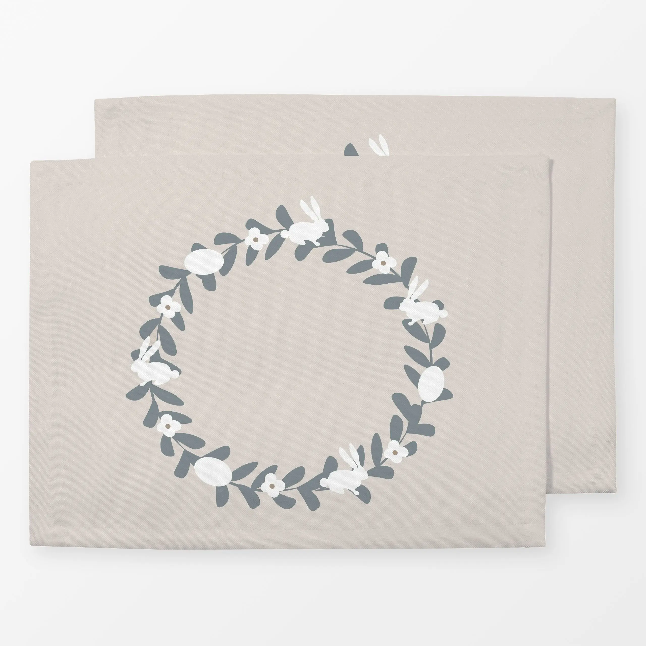 Tischset Osterkranz Hasen Eier Grau, Frühling, von Alisa Knöß