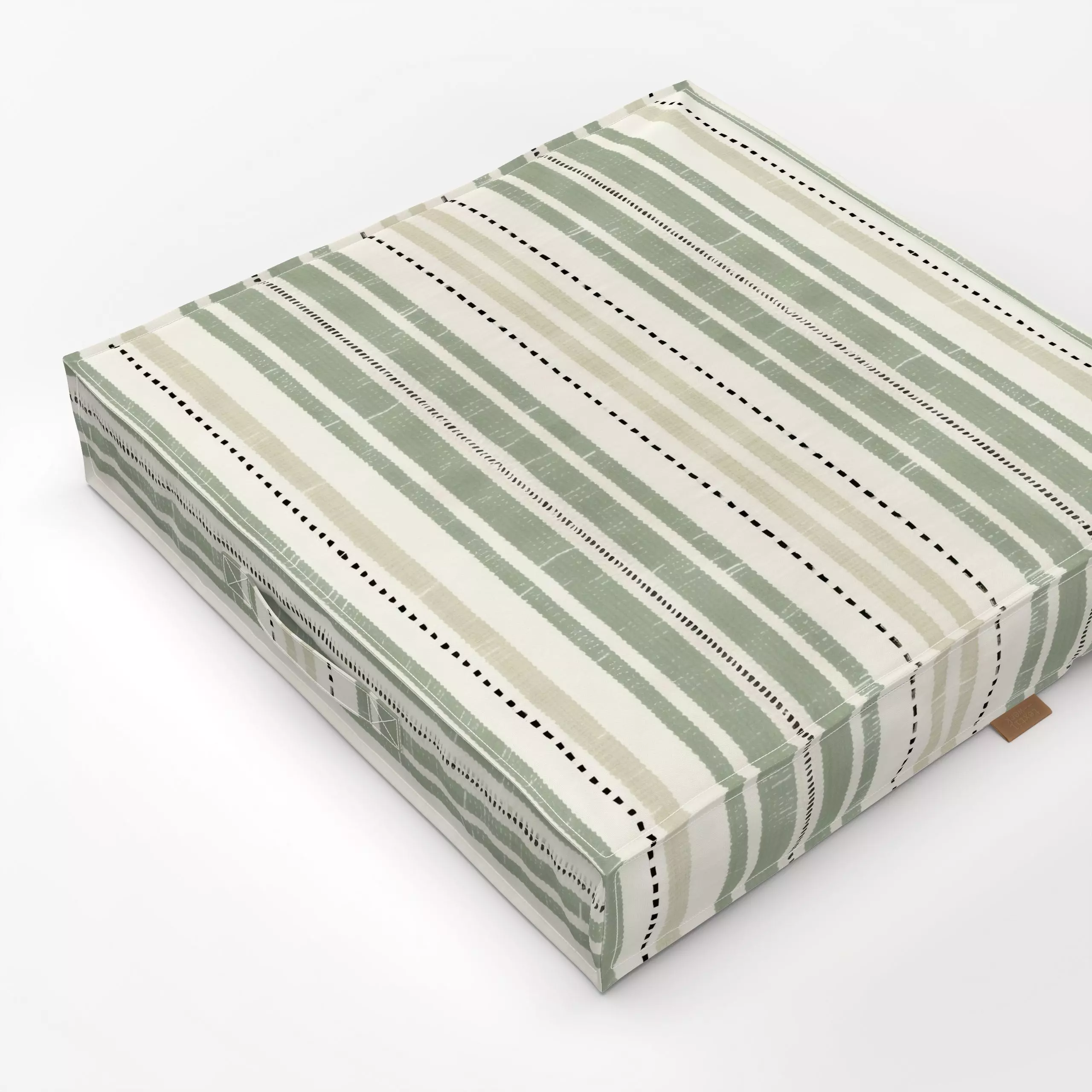 Bodenkissen Rustic Linen Stripes green - Symbole & Muster - von „Andrea Haase"; Natur, Streifen, beige, vintage, organisch, ...