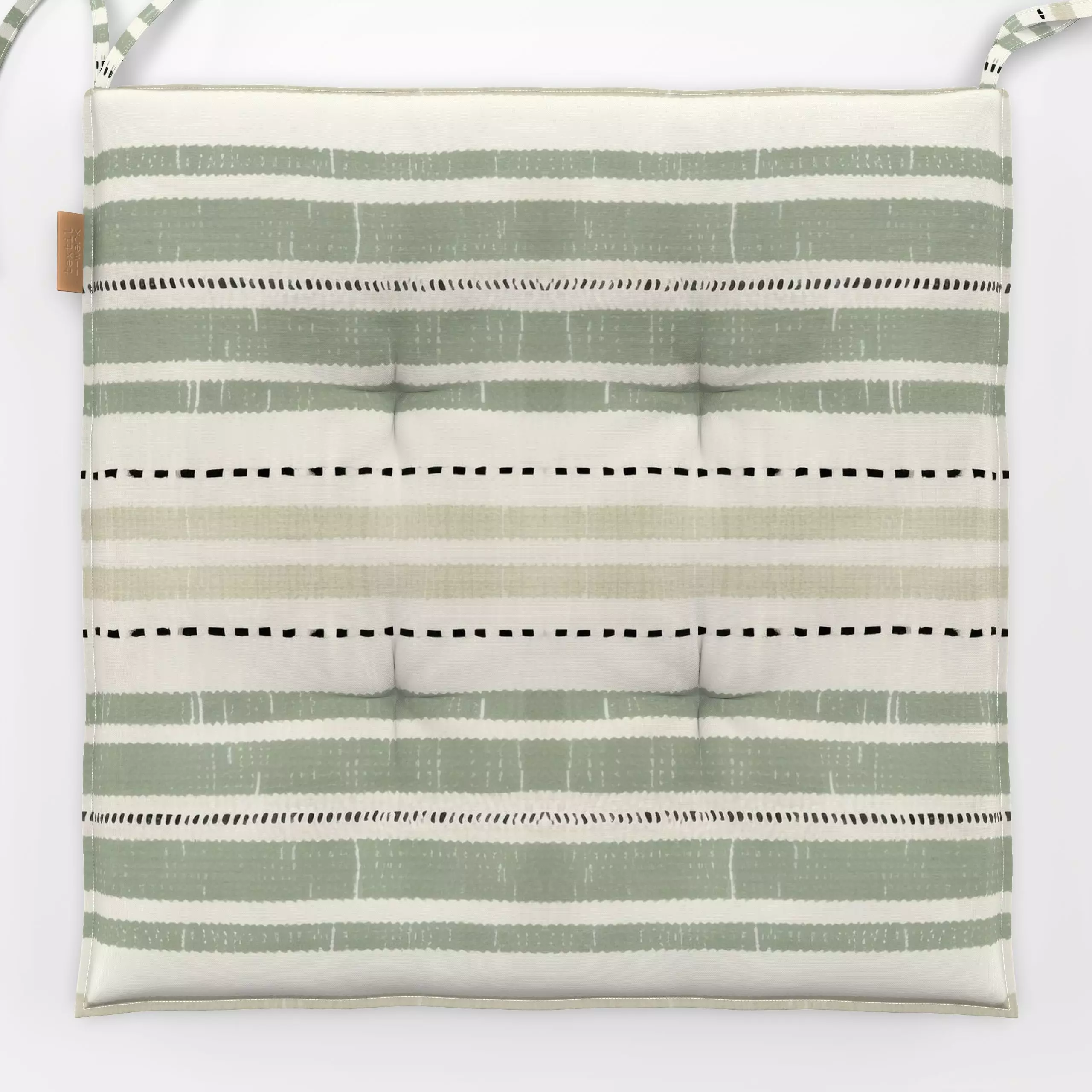 Sitzkissen Rustic Linen Stripes green - Symbole & Muster - von „Andrea Haase"; Natur, Streifen, beige, vintage, organisch, g...