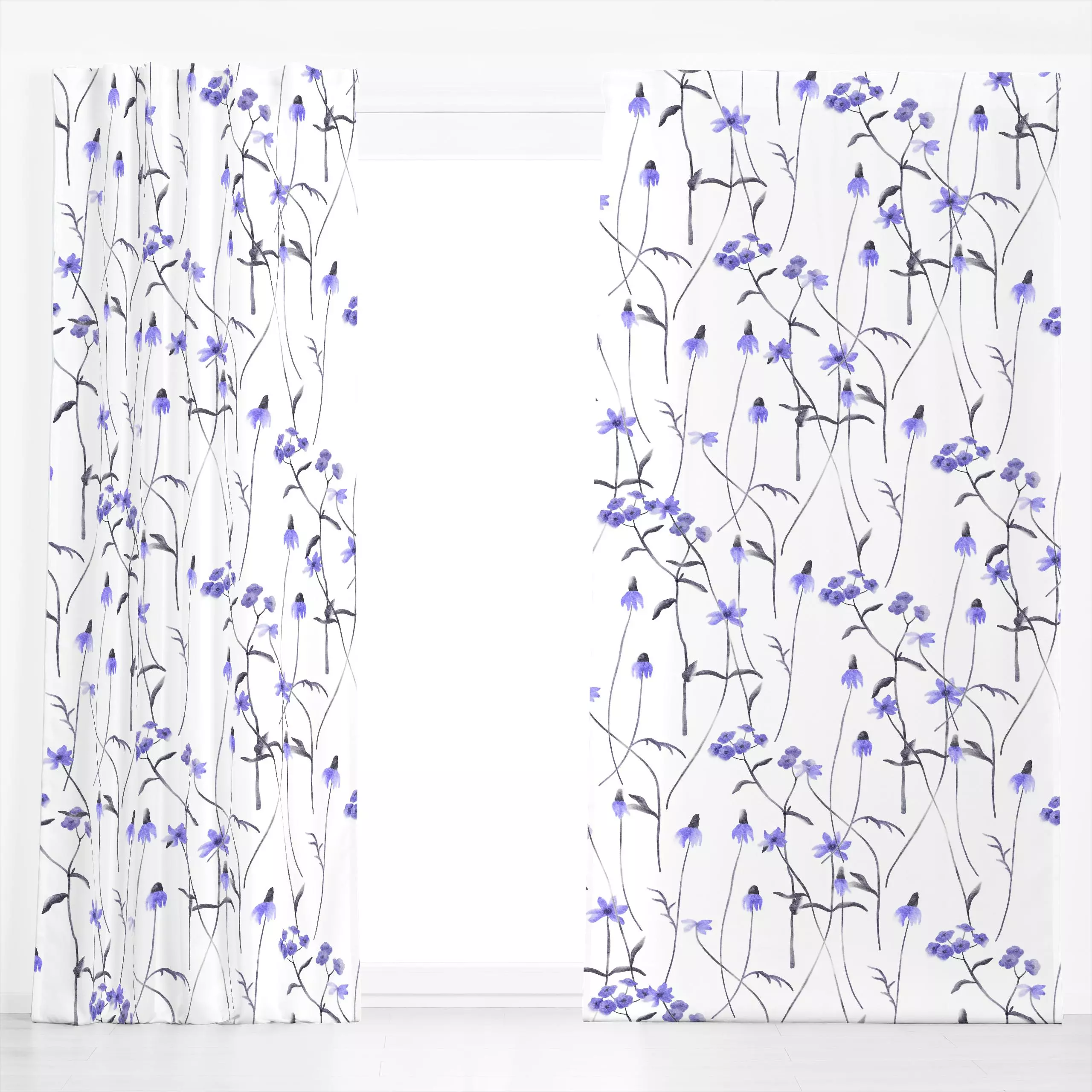 Dekovorhang Very Peri Blumenwiese - Blumen & Florales, Pflanzen & Botanik - von „Uta Naumann"; Blumen, Garten, Wildblumen, S...