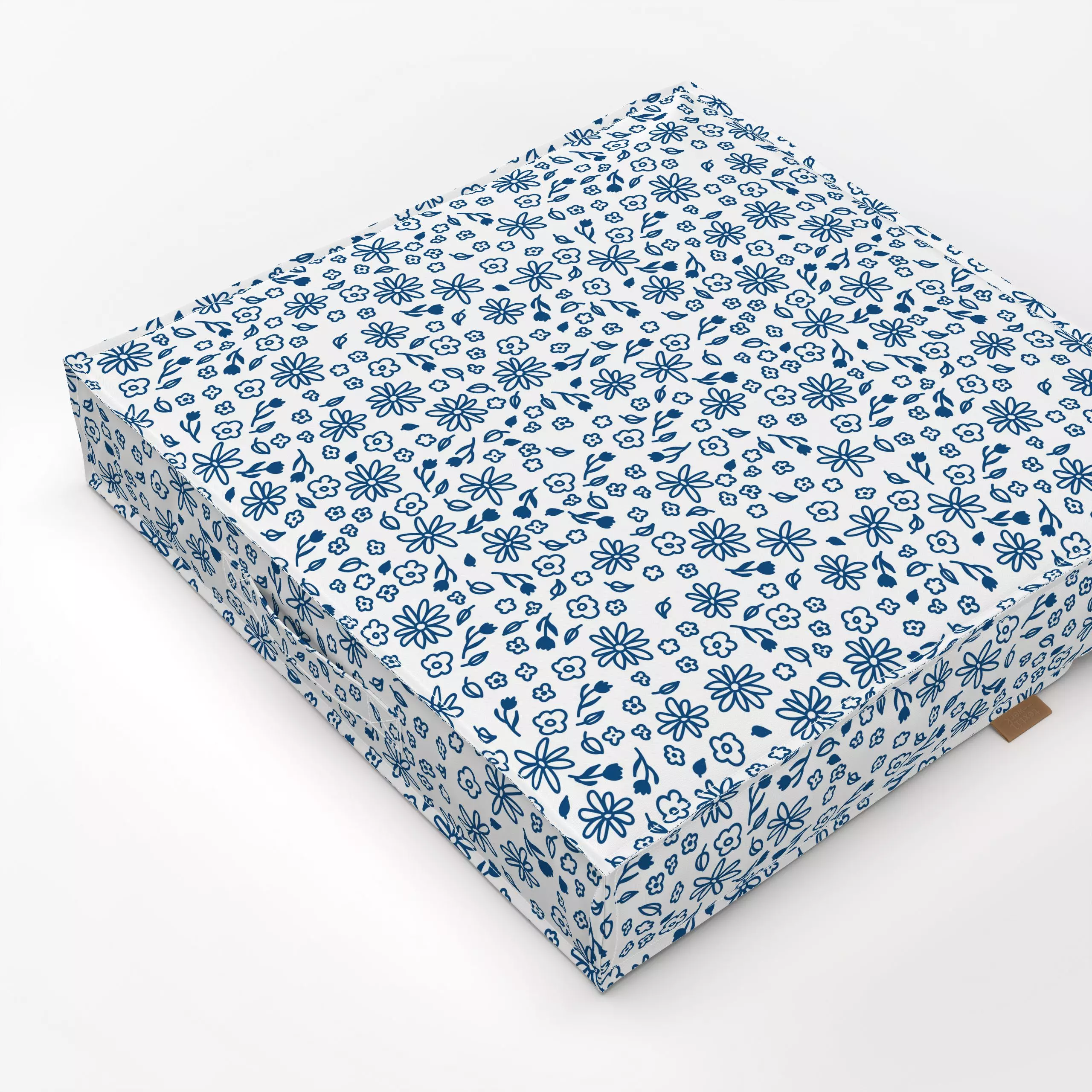 Bodenkissen Sommerblümchen Blau auf Weiß - Blumen & Florales, Sommer - von „Katrin Graff"; Kinder, kleingemustert, Blumen, S...