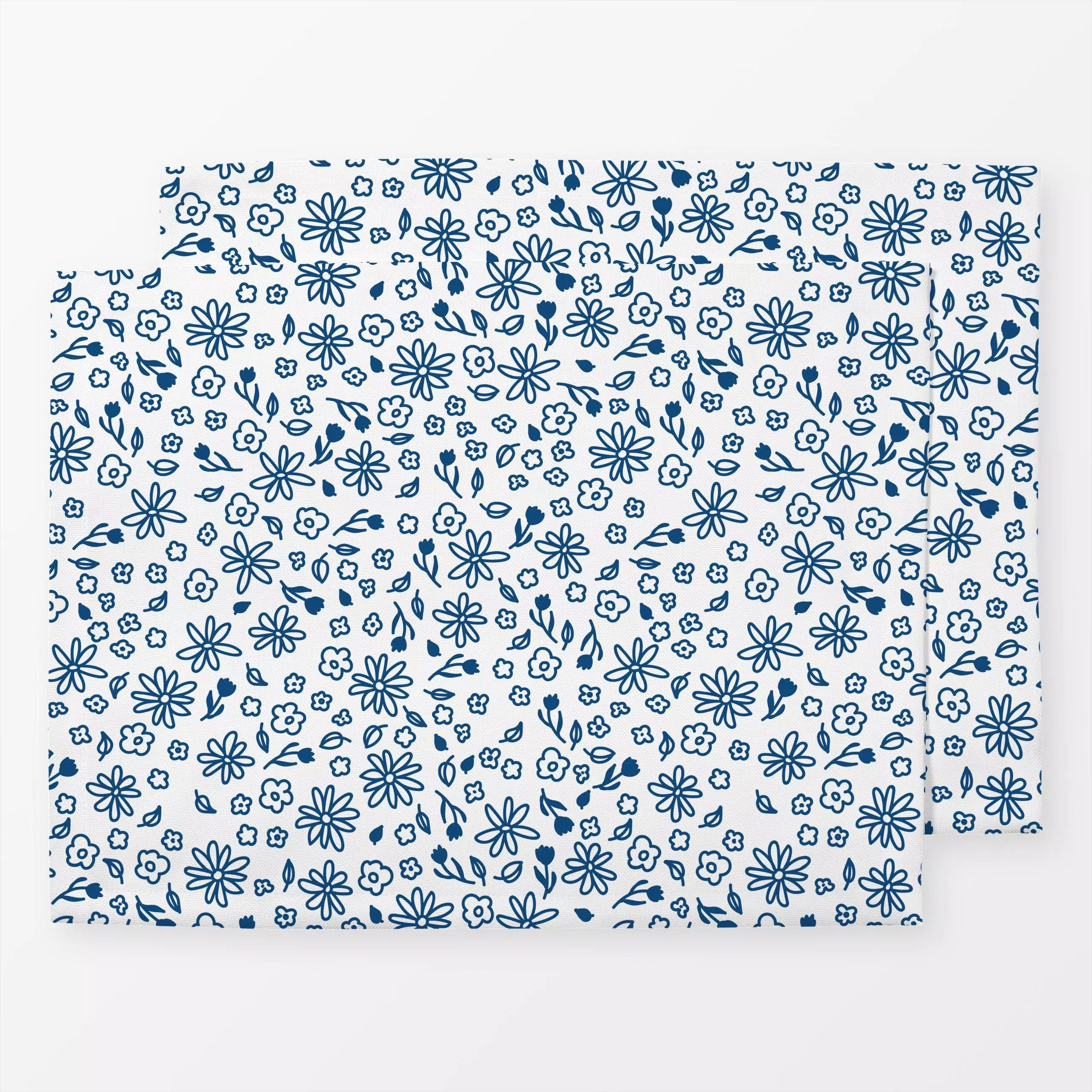 Tischset Sommerblümchen Blau auf Weiß, Blumen, fürs Kinderzimmer, Sommer, von Katrin Graff