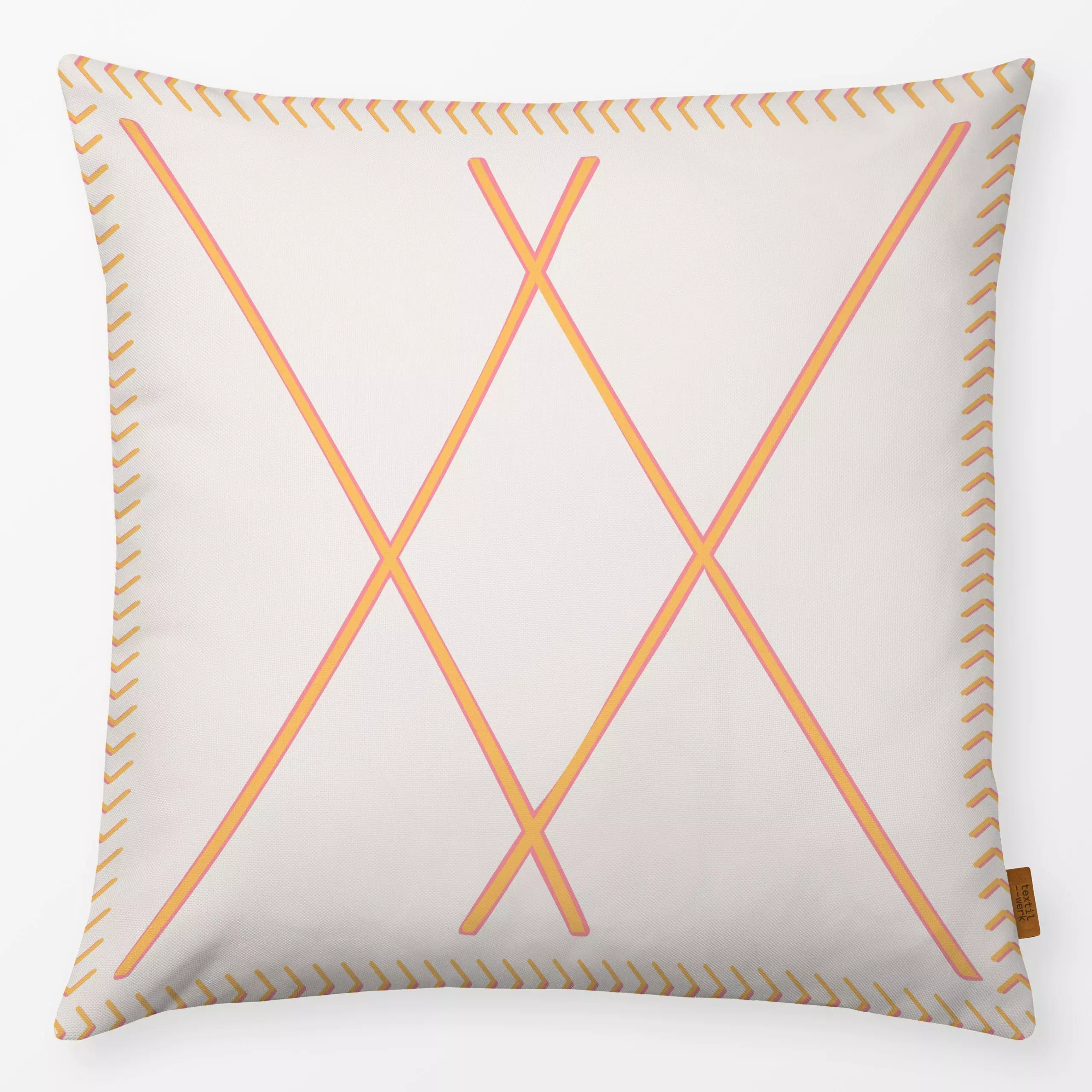 Kissen Cool Boho Cross yellow - Symbole & Muster - von „Karen Menzenbach"; marrakesch, marrokko, boho, Muster, Streifen, Kis...