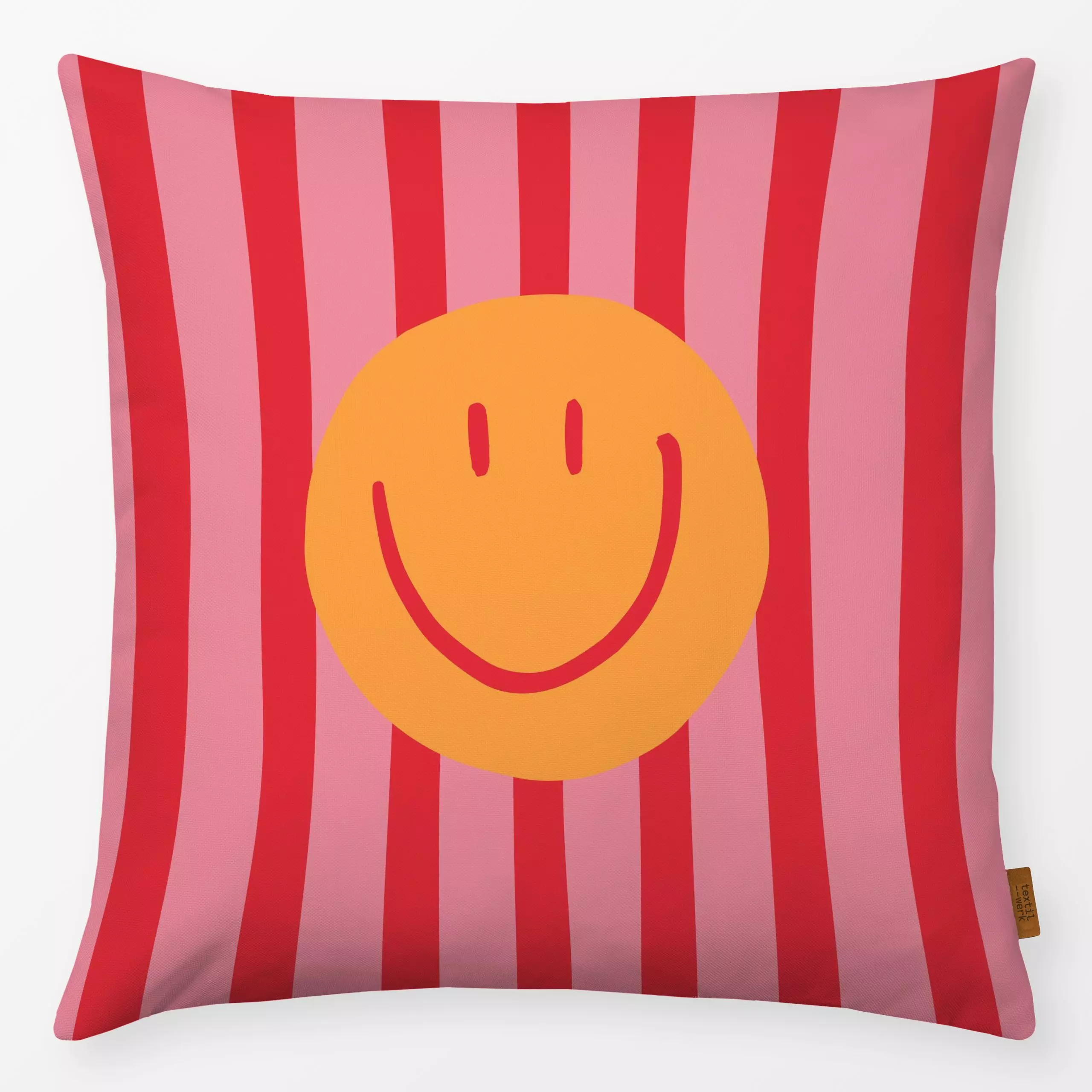 Kissen Smile Stripes rosa - Sommer, Symbole & Muster, Anlässe - von „Kruth Design"; Sommer, bunt, Gartendeko, Smiley, kruthd...
