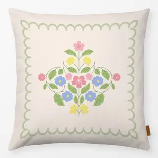 Kissen Scandi Folk Blumen Grün