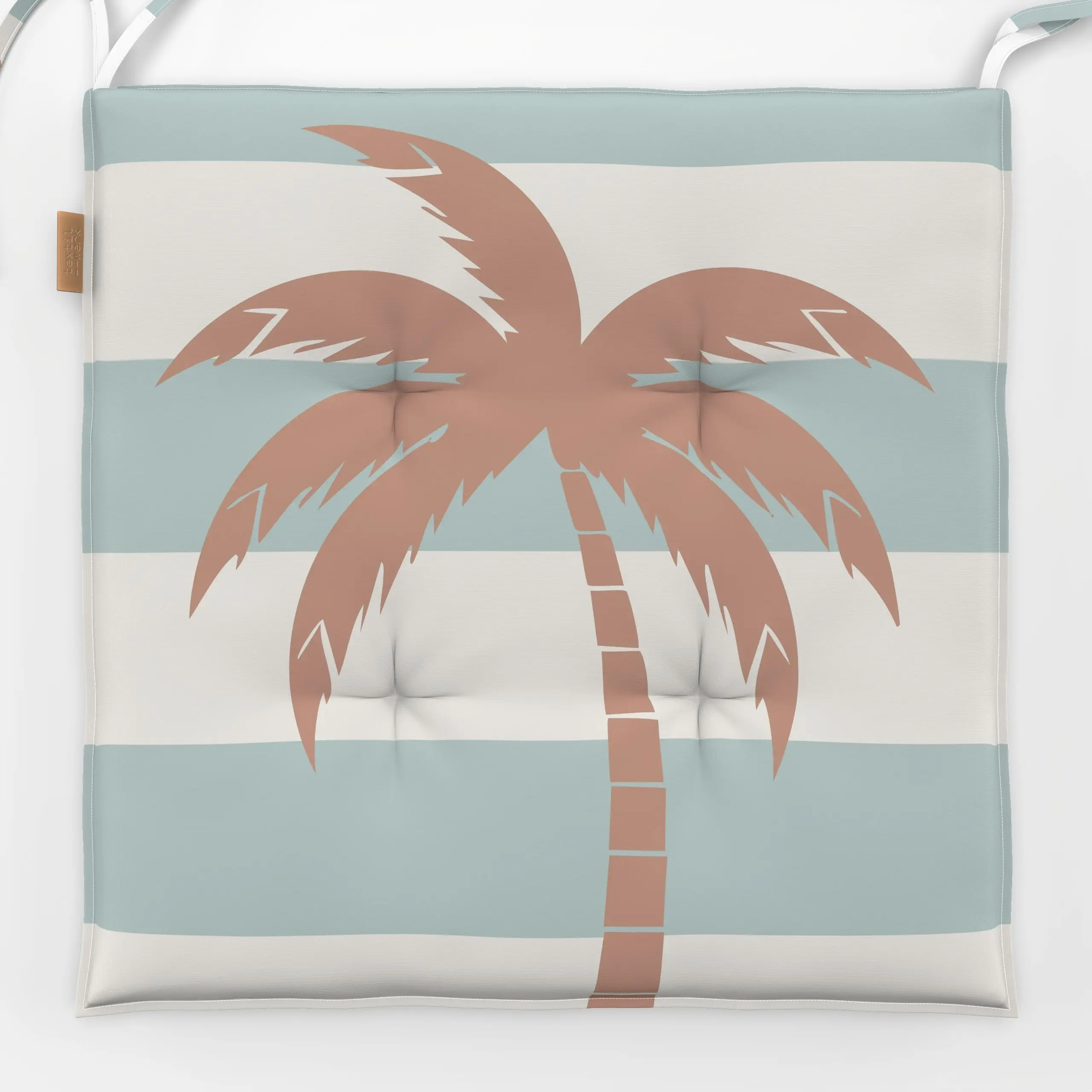 Sitzkissen Beach-Vibes Palmen - Sommer, Pflanzen & Botanik - von „Sara Maria"; Streifen, Palmen, Strand, modern, pool, medit...