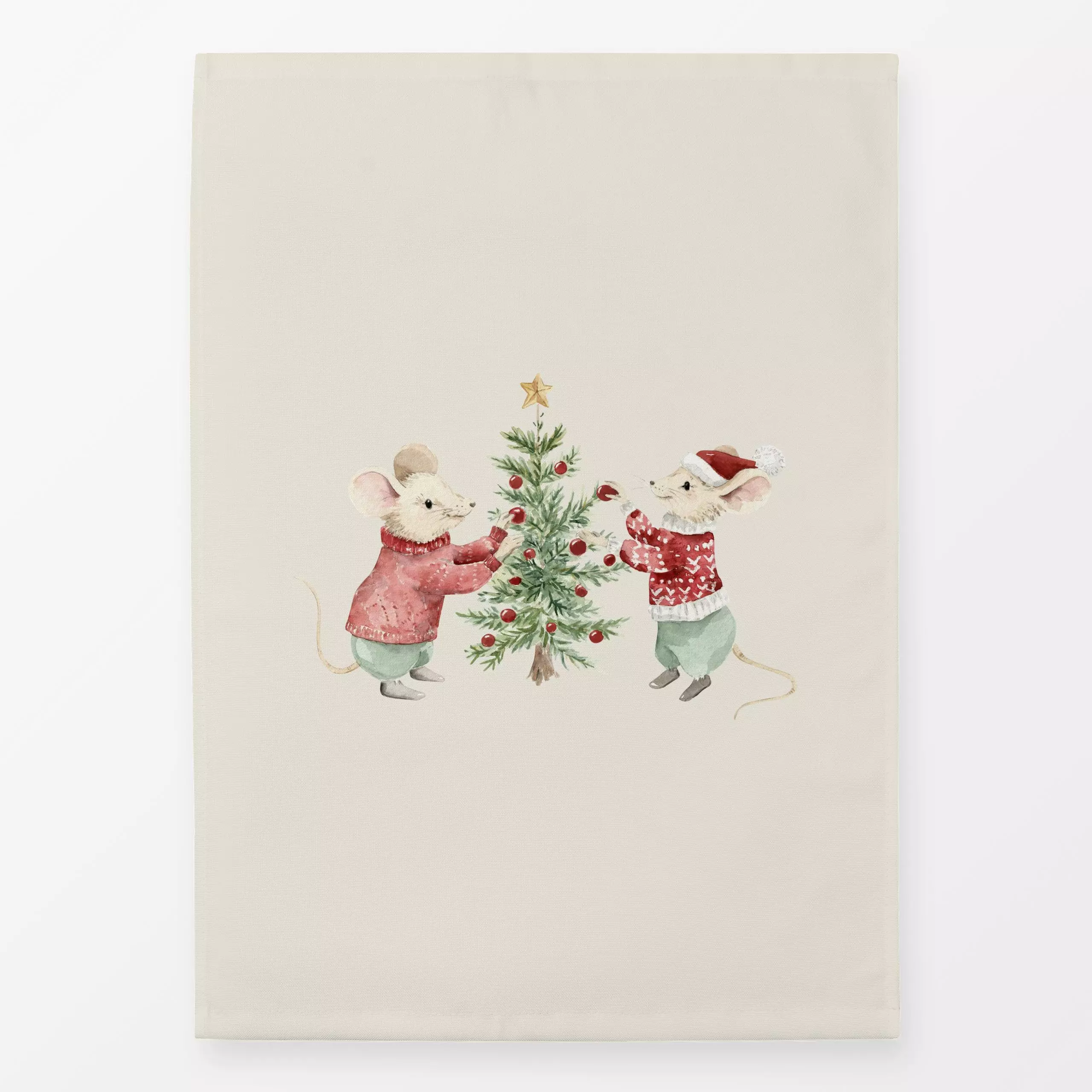 Geschirrtücher Weihnachtsbaum Mäuse - Kinderzimmer & Motive für Kinder, Anlässe - von „Katrin Graff"; Tannenbaum, verspielt,...