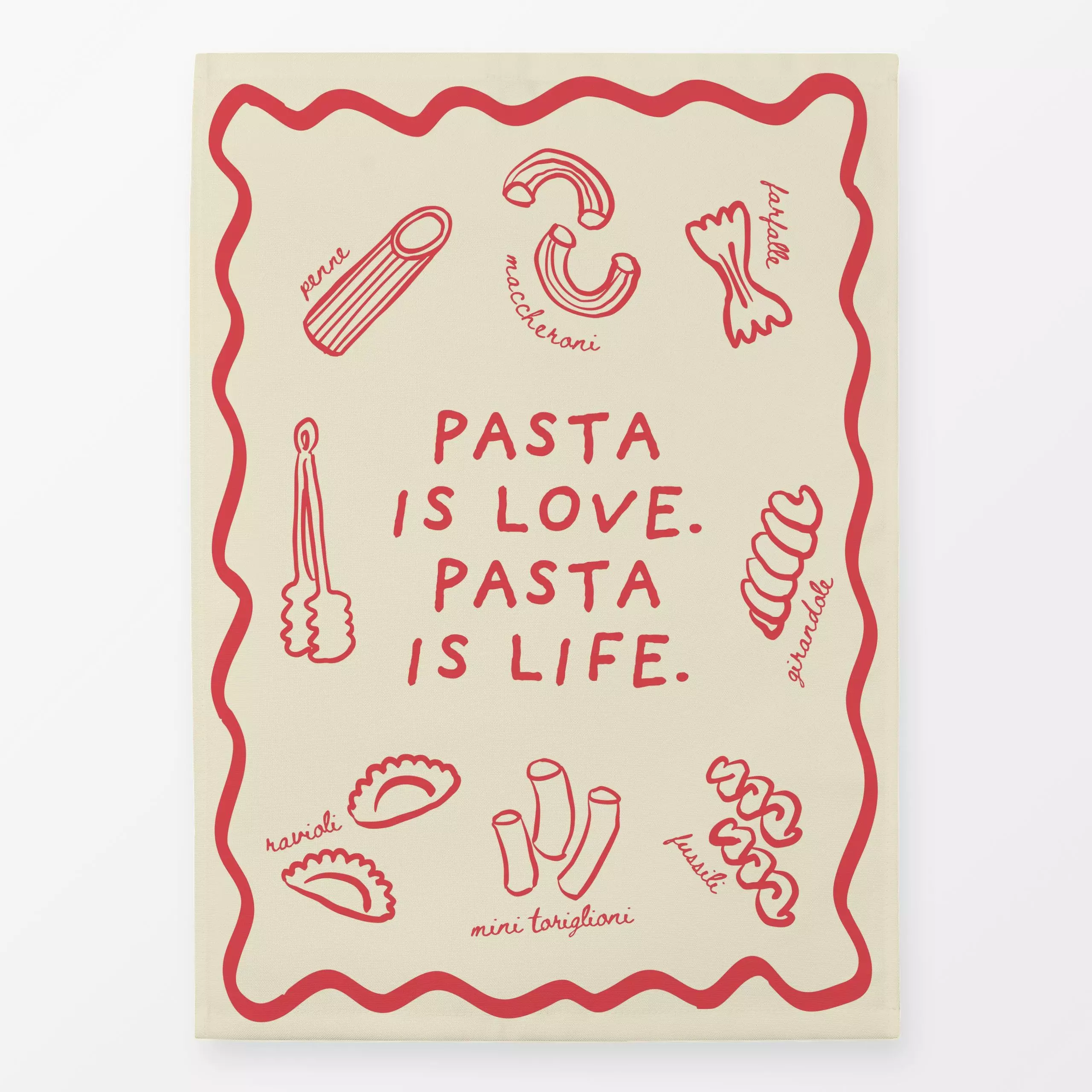 Geschirrtücher Pasta is Love - Sommer, Küche, Essen & Trinken - von „textilwerk"; Sommer, Picknick, food, Kitchen, textilwer...