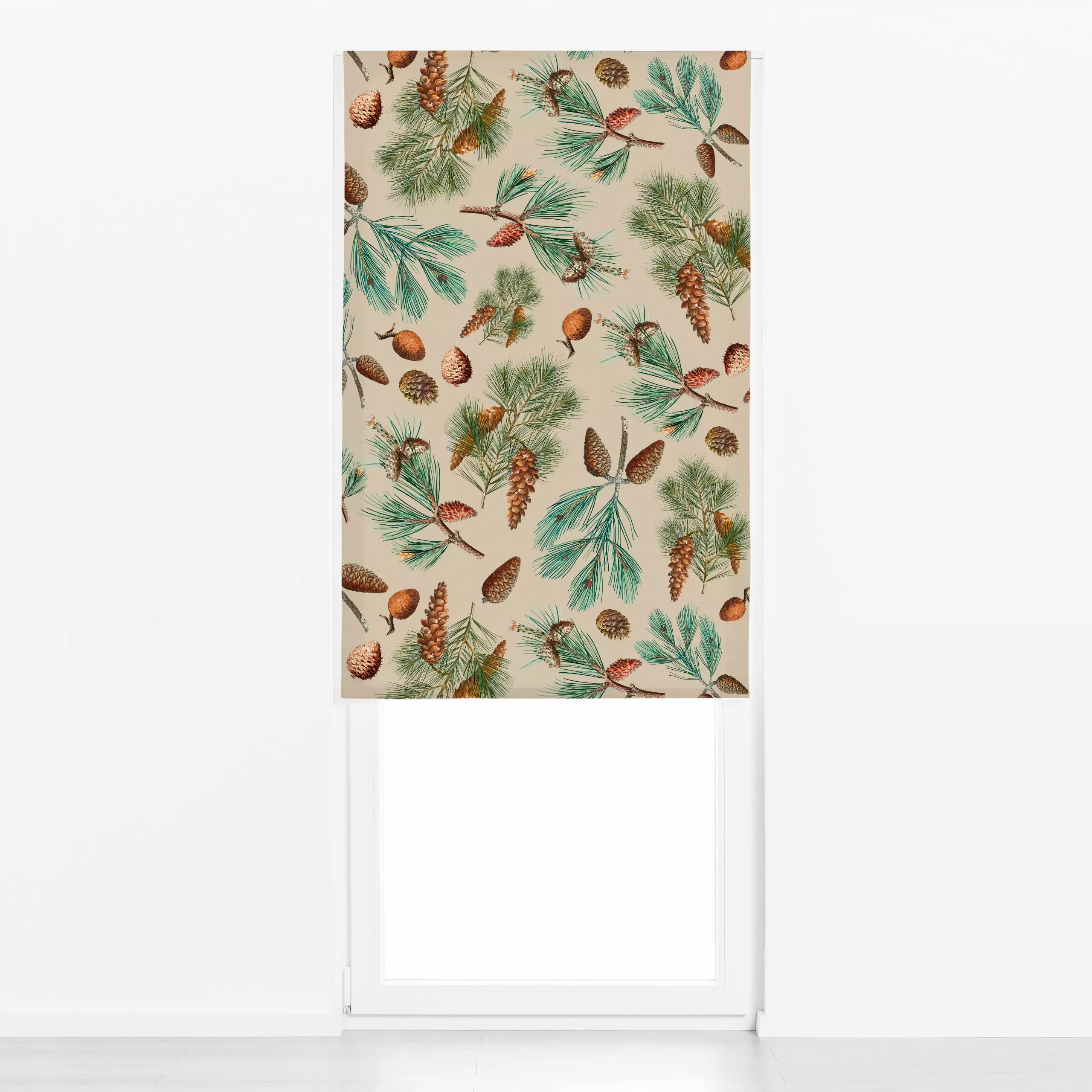 Raffrollo Tannenzweige 1 sand - Blumen & Florales, Weihnachten, Winter - von „Uta Naumann"; boho, Tanne, Tannenzapfen, weihn...