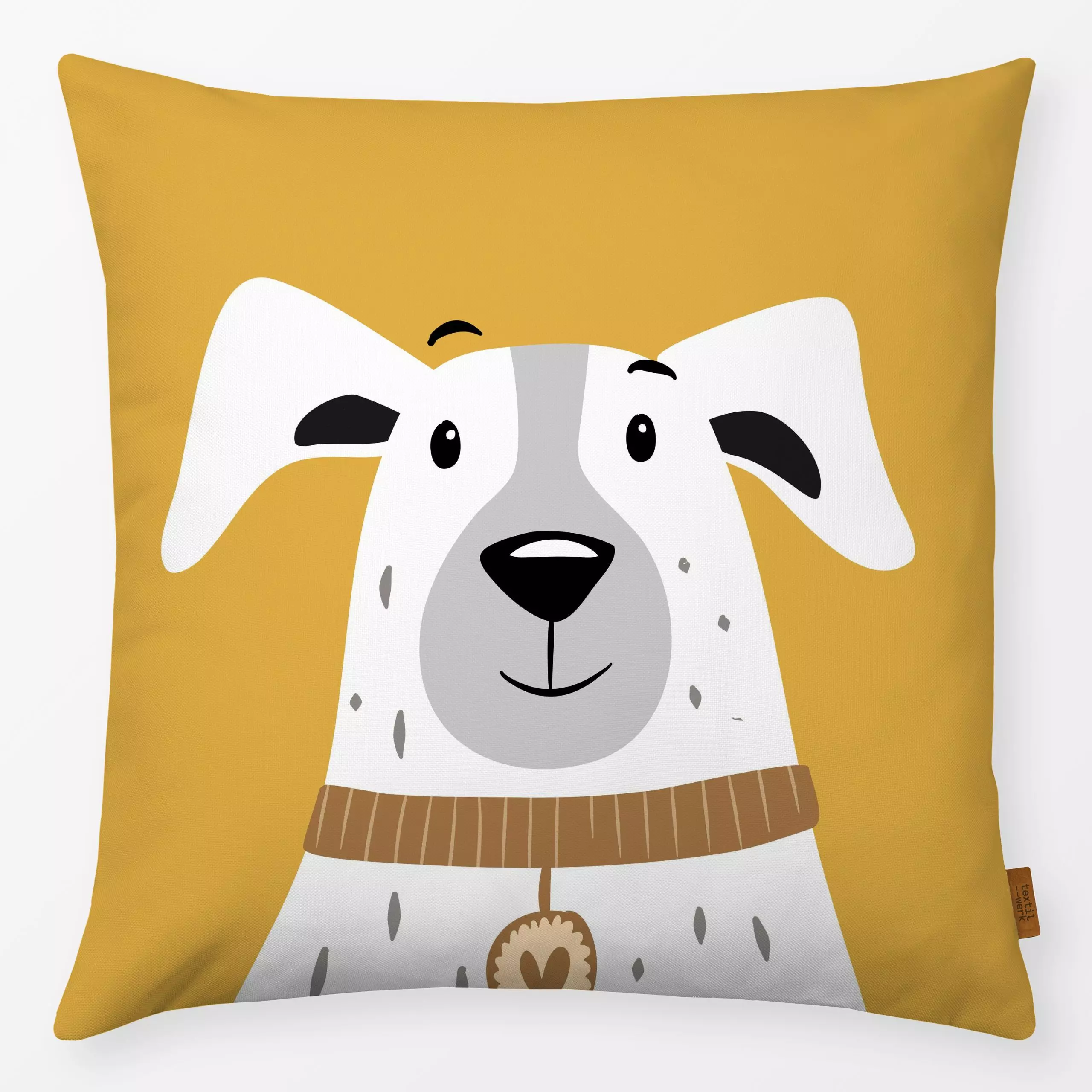 Kissen Gelb - Kinderzimmer & Motive für Kinder, Tiere von „Heyduda"; Hund, Geburt Baby, Kinderzimmer, Geschenk, Haustier... Sandbeige Hau... Mint