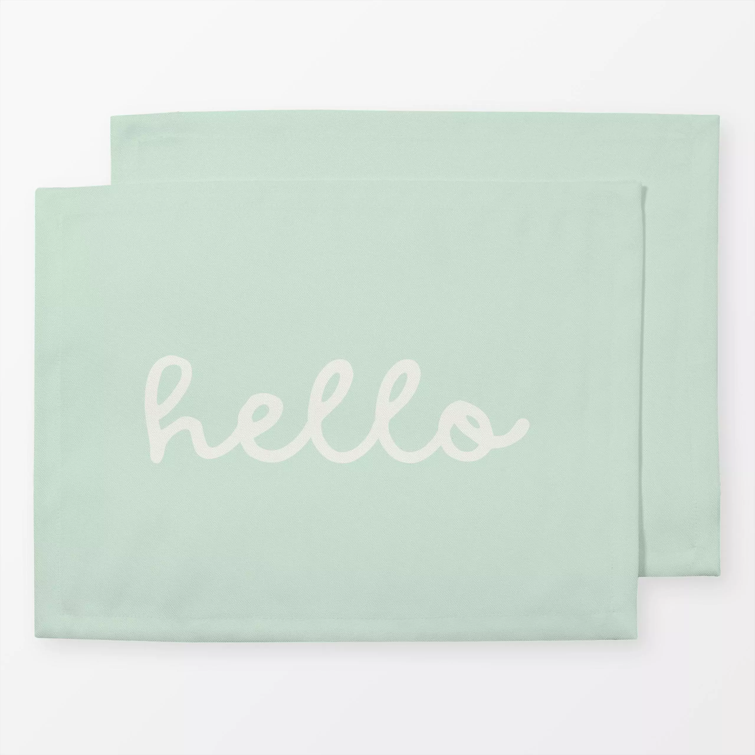 Tischset Hello Mintgrün - Sommer, Sprüche & Schriftzüge, Anlässe - von „Monika Strigel"; Minze, Sommer, Lustig, pastel, Spru...