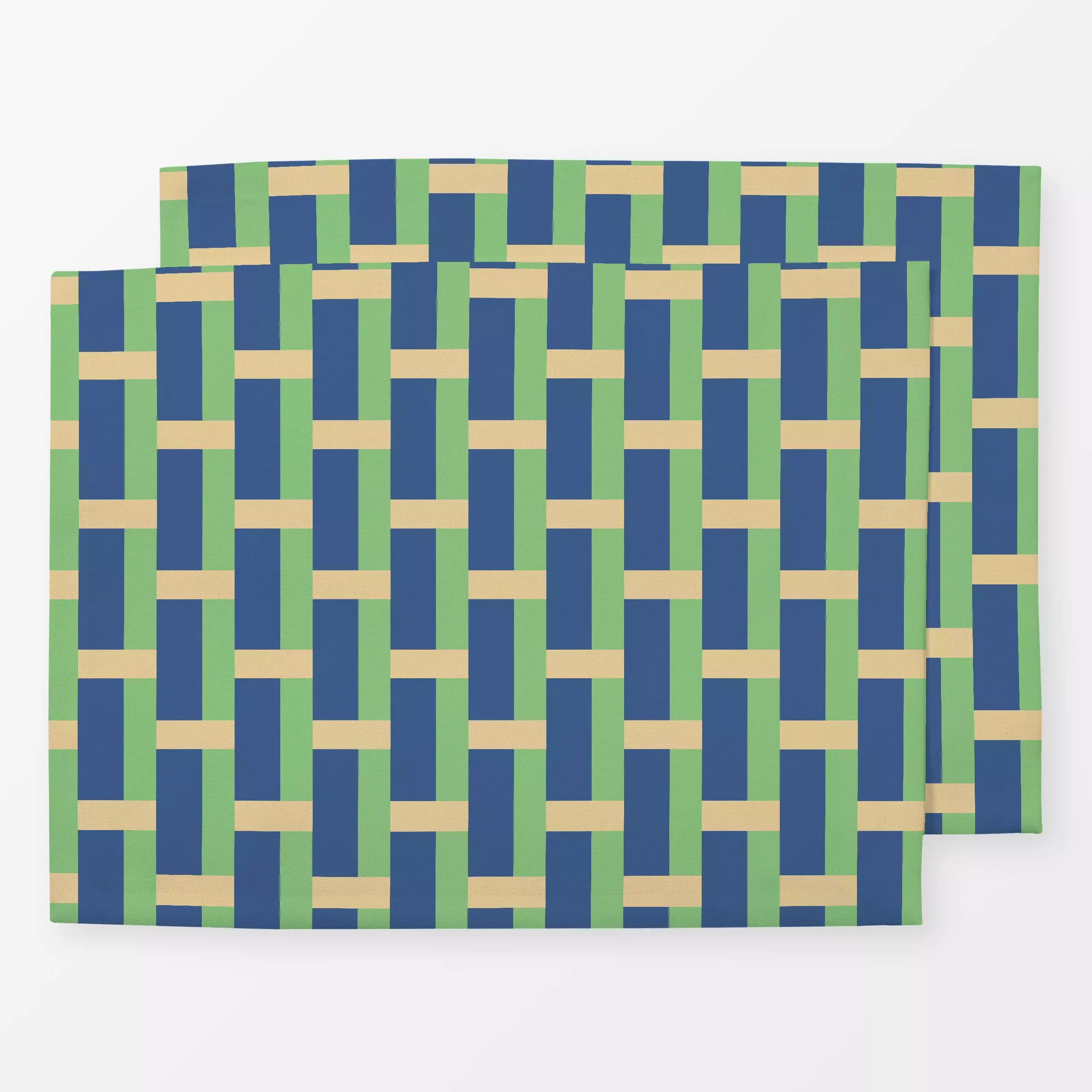 Tischset Block Geo Streifen - Herbst, Symbole & Muster - von „Patries Elisabeth“; beige, dunkelblau, herbstlich, rechteckig,...