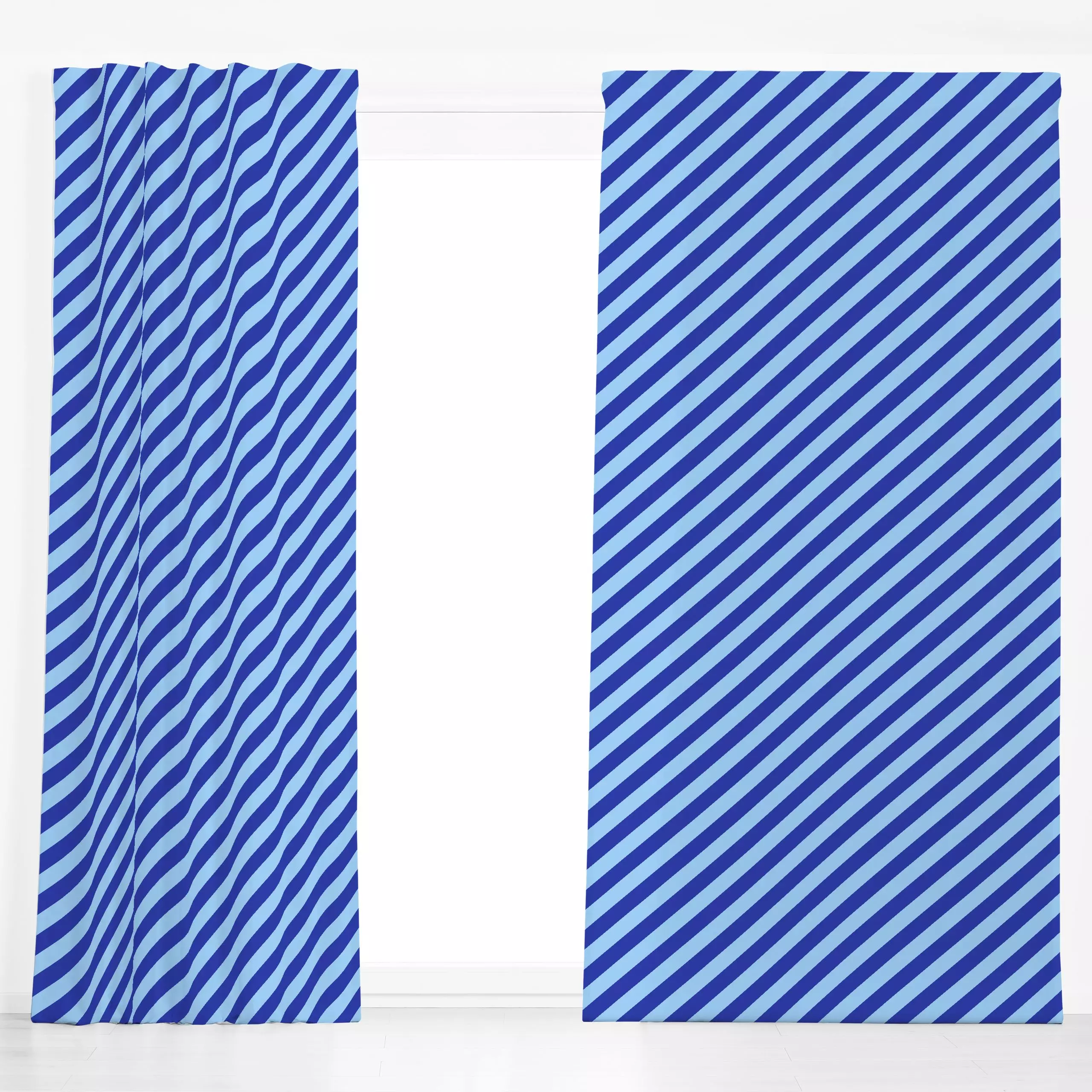 Dekovorhang Blaue Streifen diagonal - Symbole & Muster - von „Lisa Jasmin Bauer"; Streifen, modern, stripes, Farben, farbenf...
