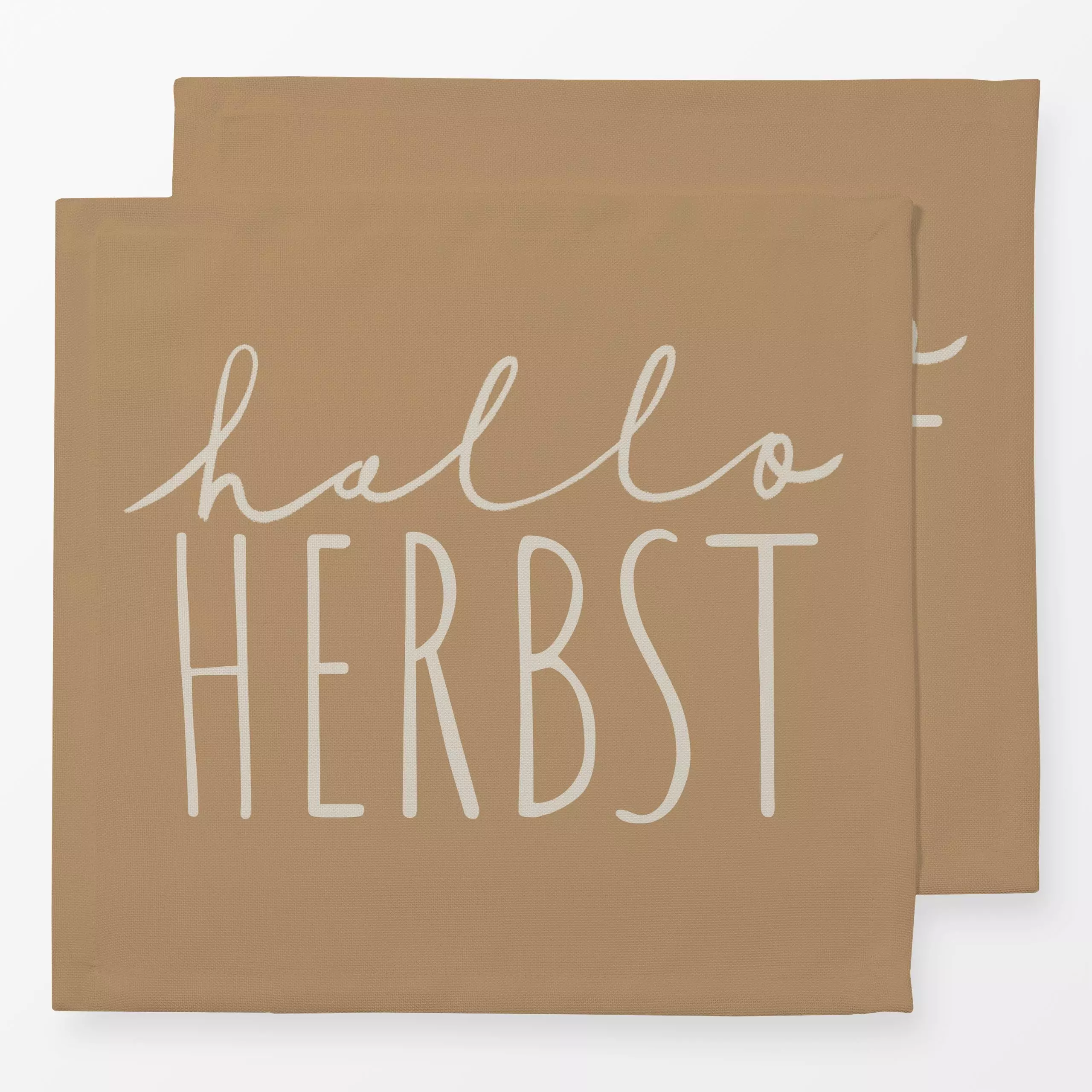 Servietten Hallo Herbst Sand - Herbst, Sprüche & Schriftzüge - von „Studio Kesse"; text, typografie, Herbst, spruch, schrift...