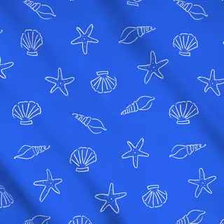 Meterware Muster Muscheln Blau