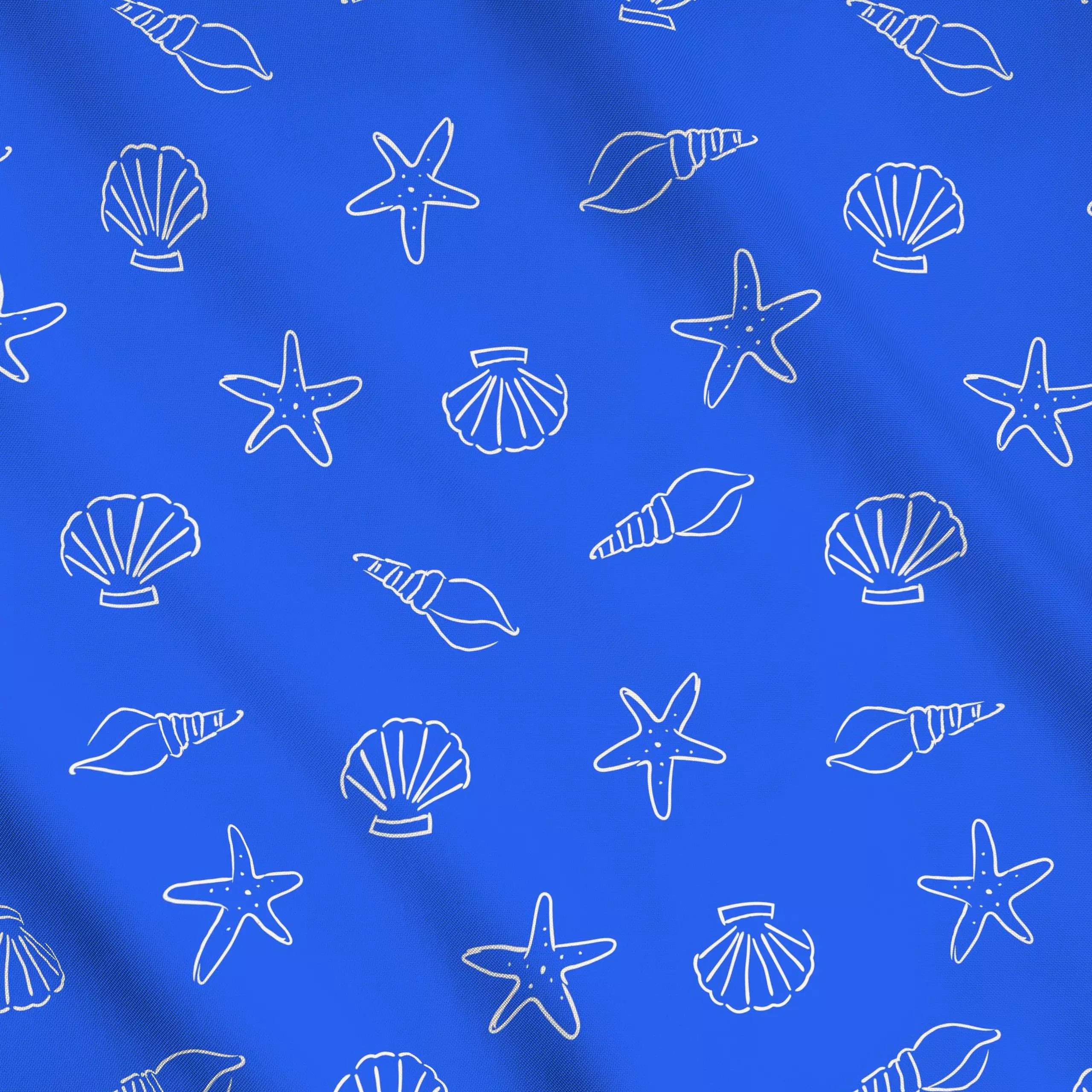 Meterware Muster Muscheln Blau - Natur & Landschaft, Sommer, Symbole & Muster - von „Maren Gross "; Strand, Urlaub, Muscheln...