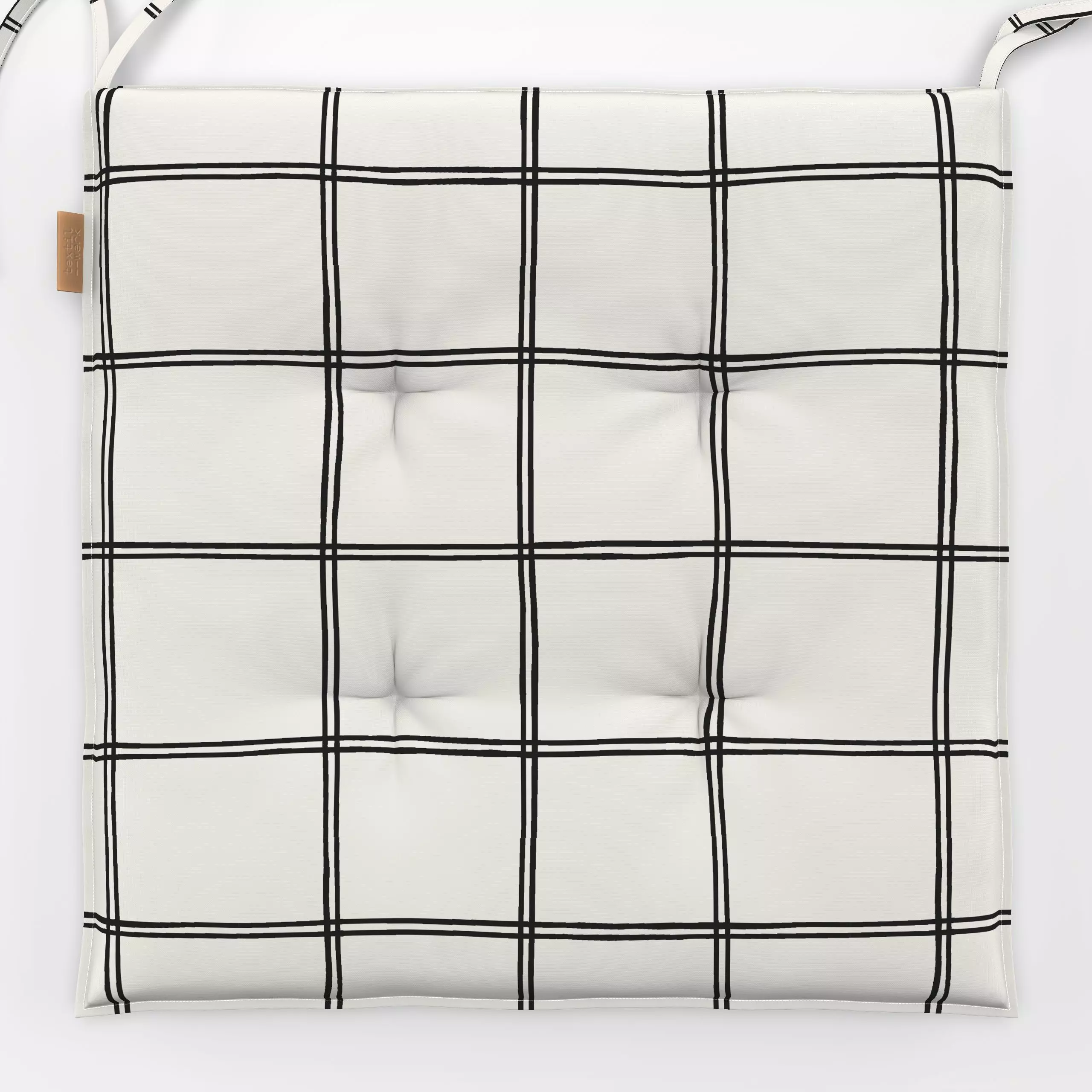 Sitzkissen Karo Linien schwarz - Symbole & Muster - von „Studio Kesse"; minimal, Garten, Karo, Scandi, kariert, checks, Scha...