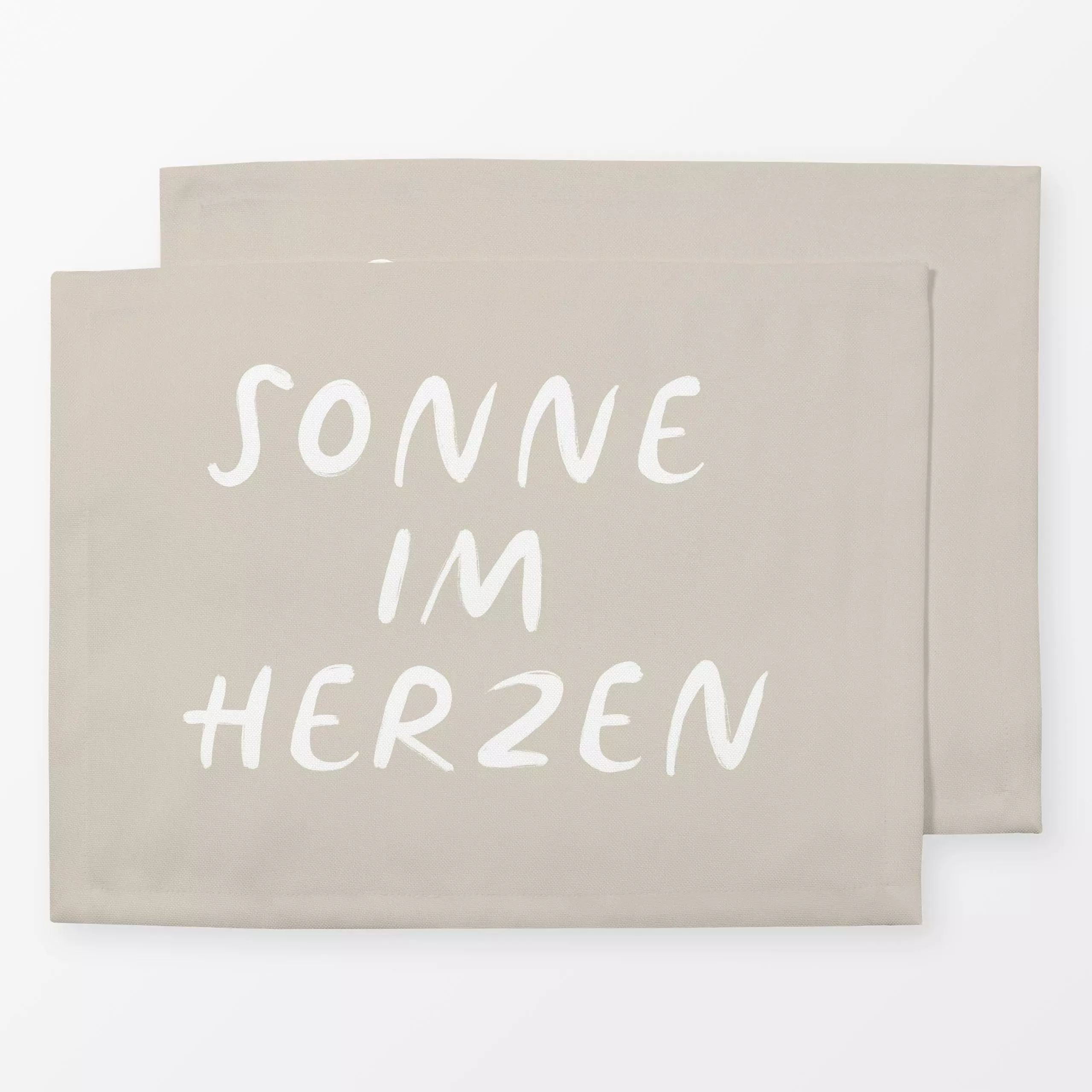 Tischset Sonne im Herzen beige, Spruch, von Studio Kesse